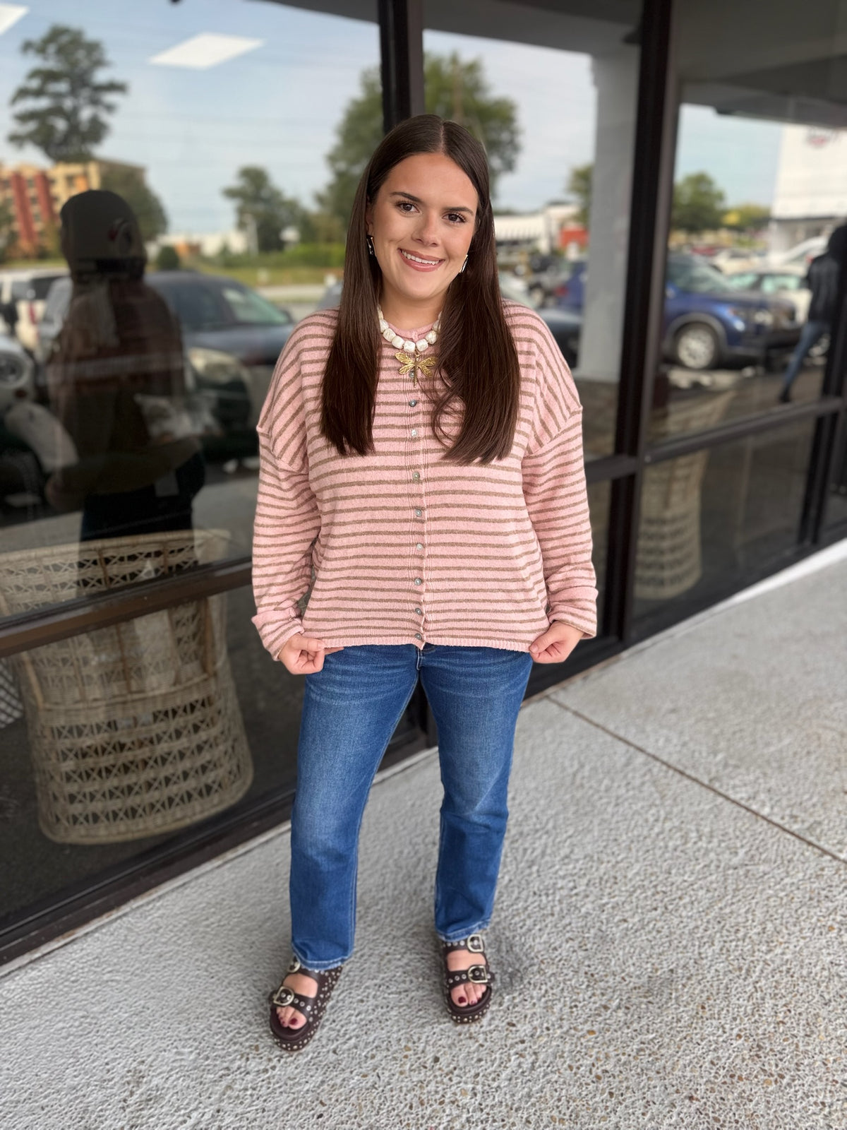 Thomas Button Up Sweater - blush