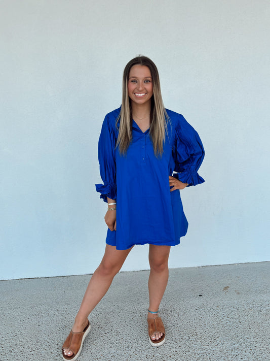 Park Dress- Cobalt Blue Poplin