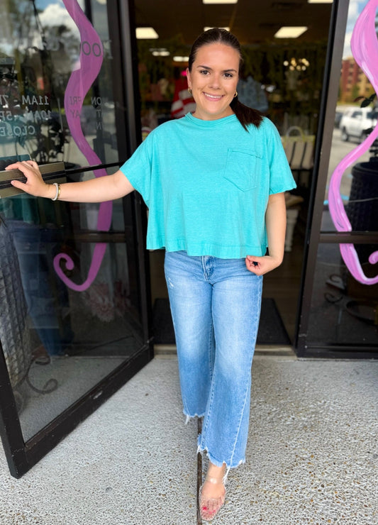 Exposed Seam Top - h turquoise