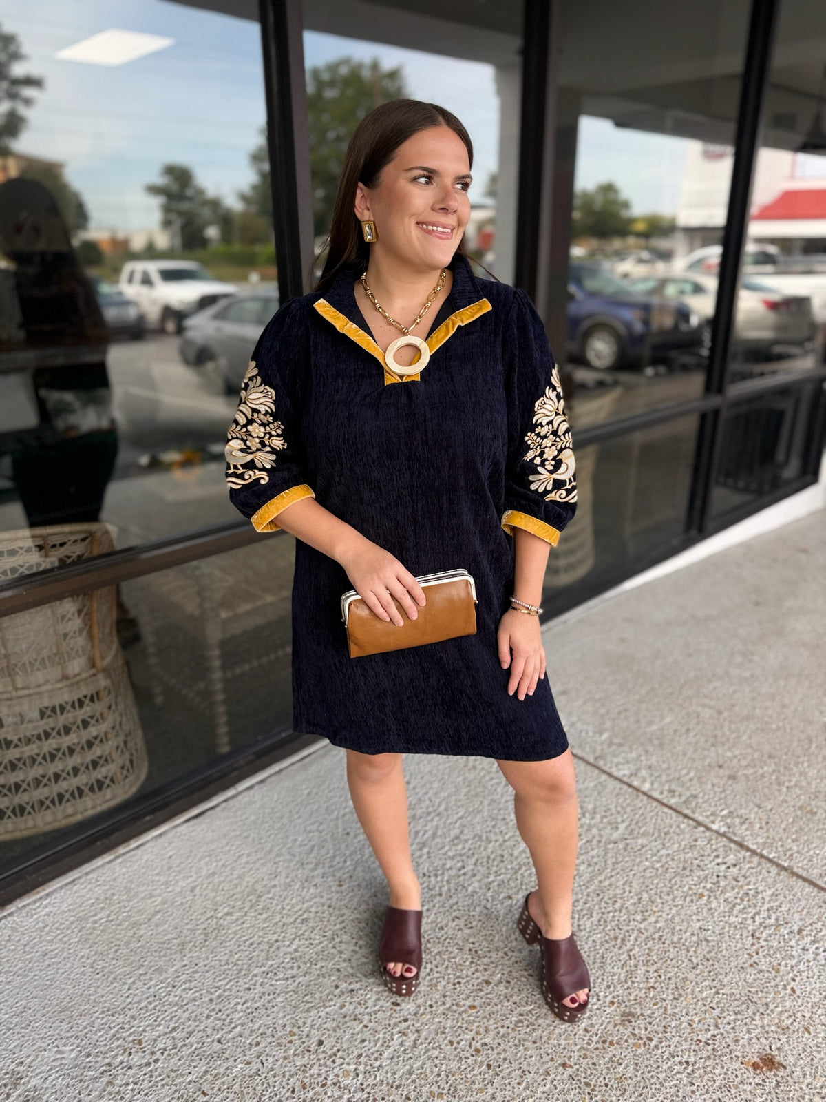 Velvet Baby Dress - Navy