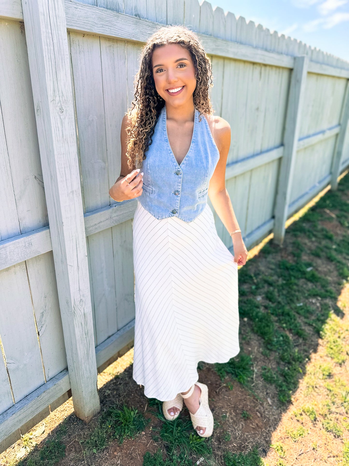 Ansley Chevron Skirt - off white
