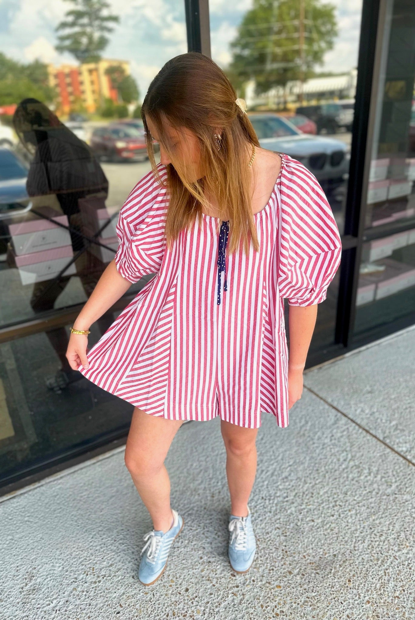 America Please Romper - red