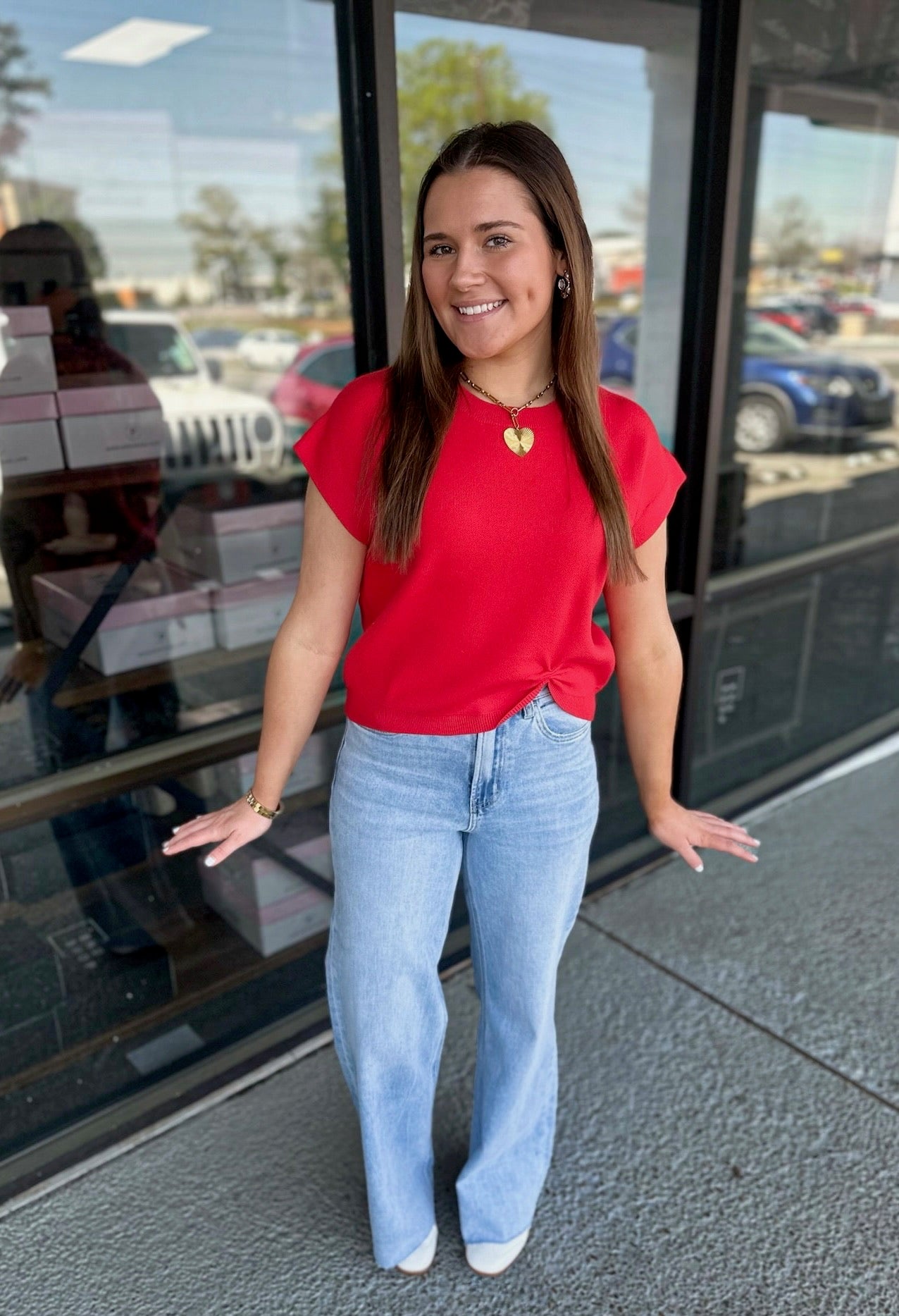 Ashlyn Top - red – Roots & Wings Boutique