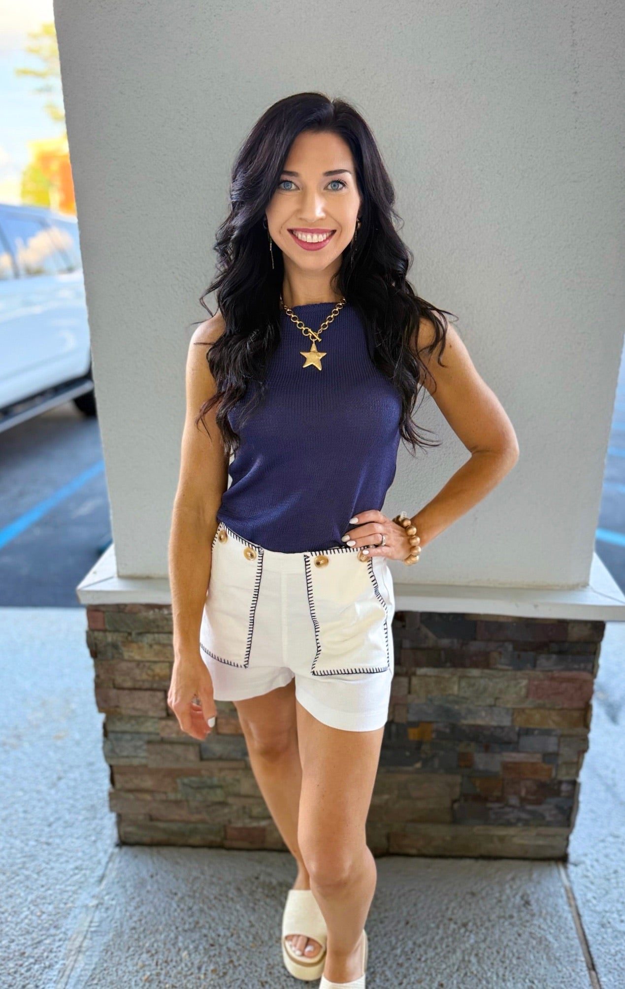 Boat Neck Cutie - Navy