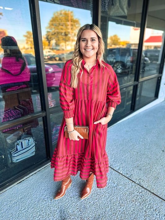 Striped Love Mini-Coral/Brown