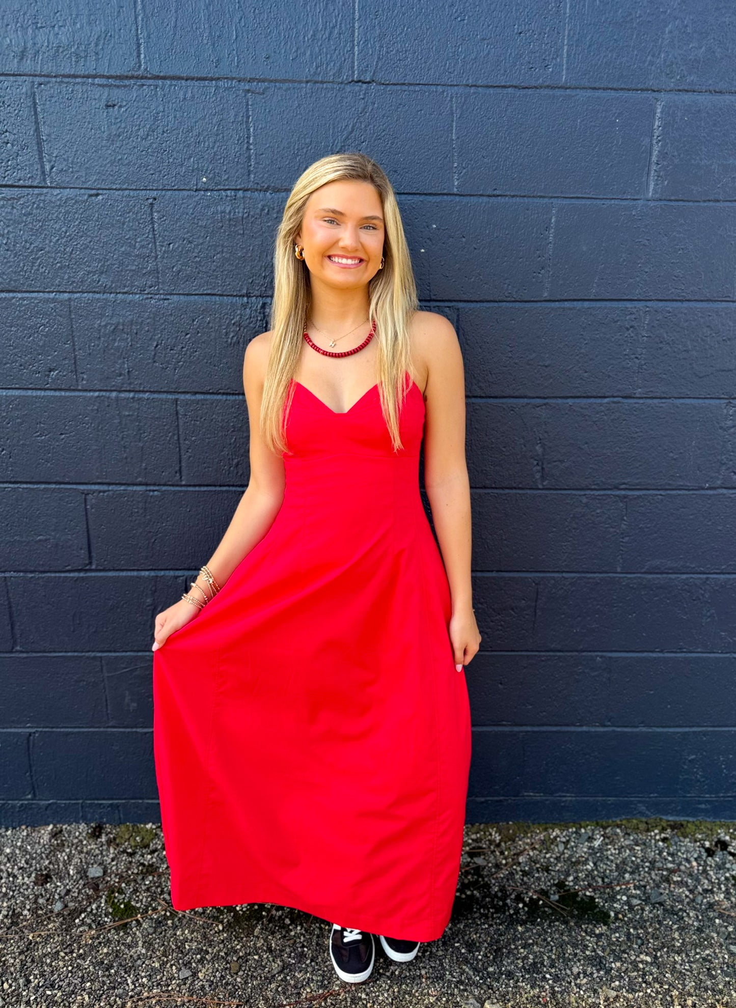 Sunday Stroll Dress- Red