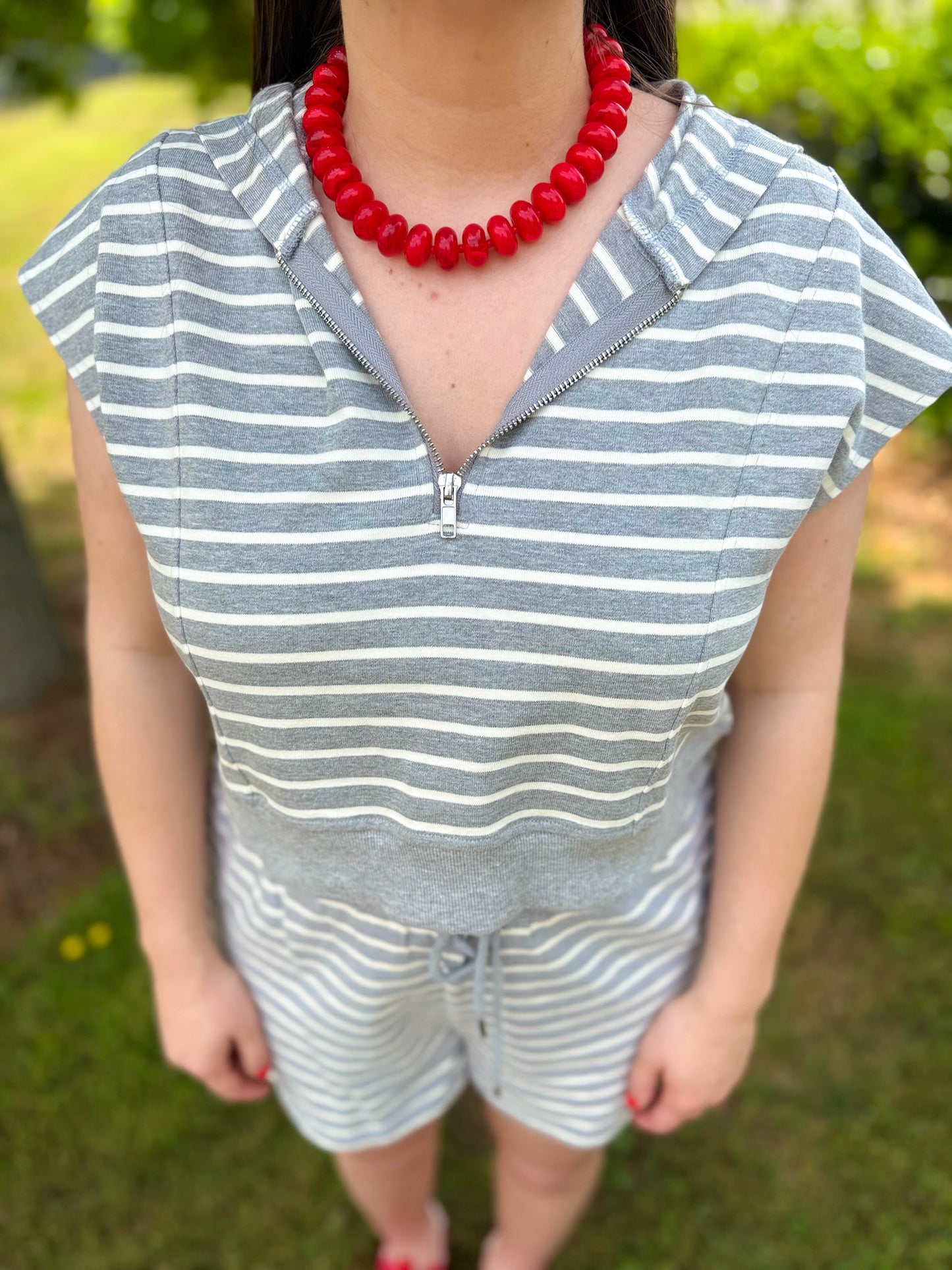 Striped Terry Set - Grey