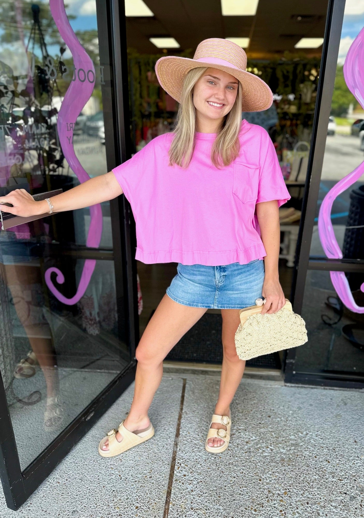 Exposed Seam Top - candy pink