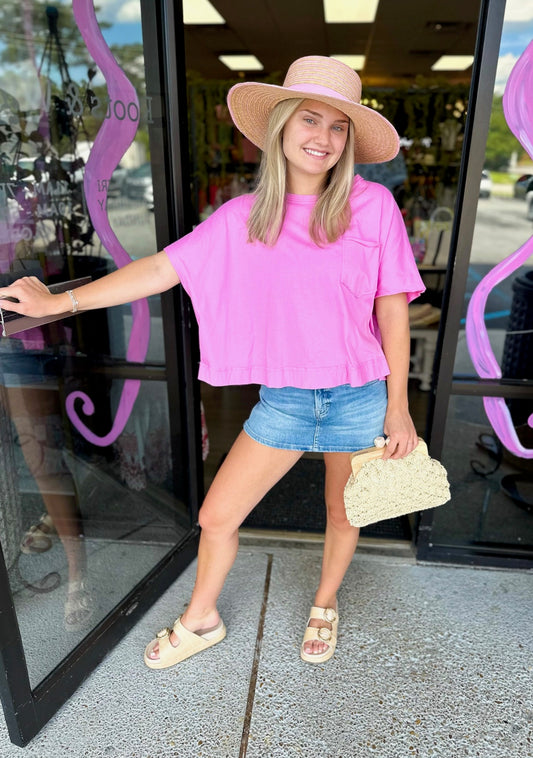 Exposed Seam Top - candy pink