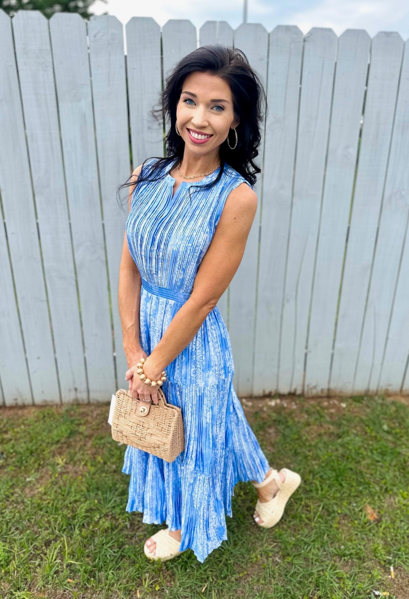 Pleated Baby Dress - blue