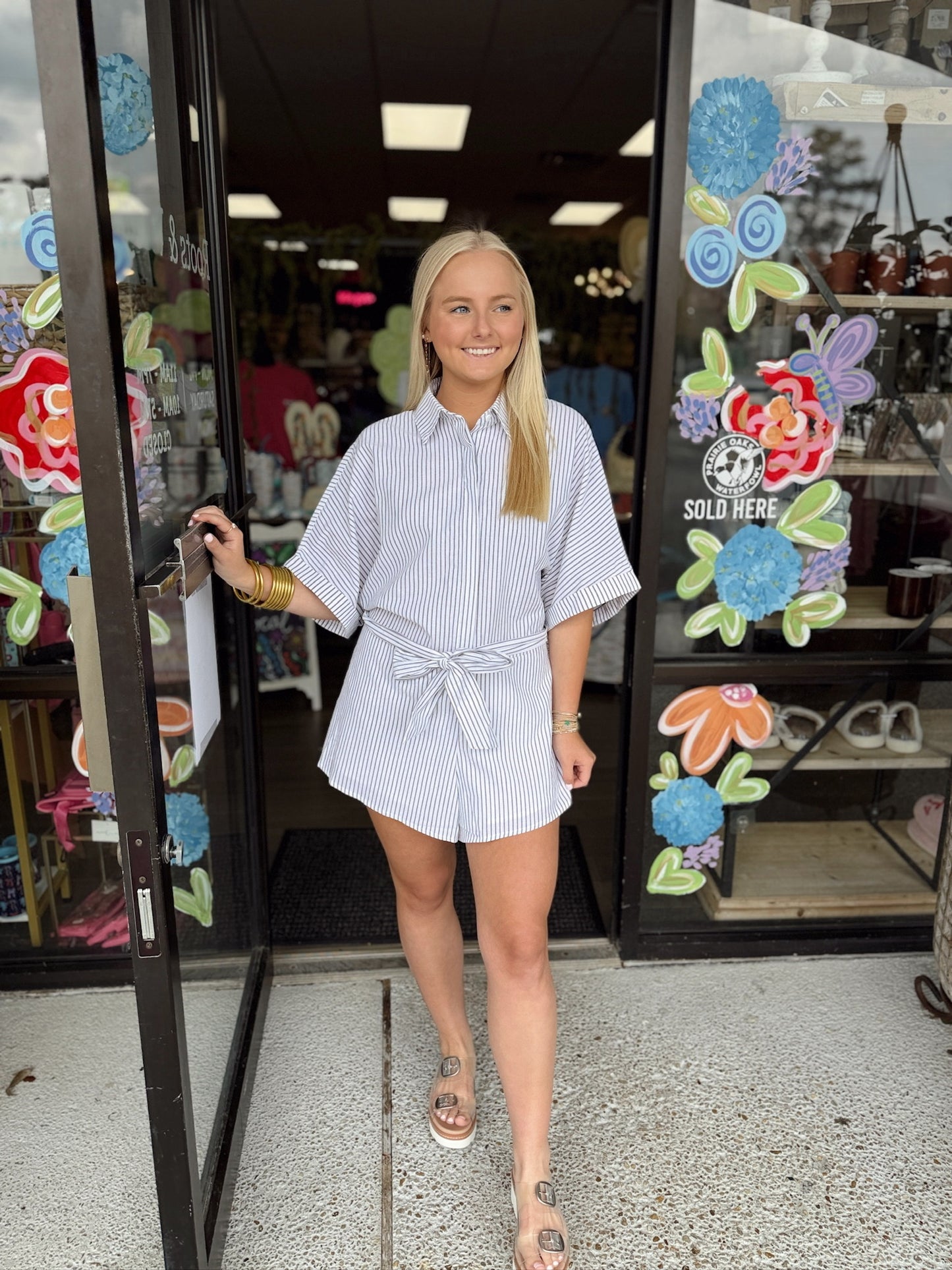 Midnight Stripe Romper