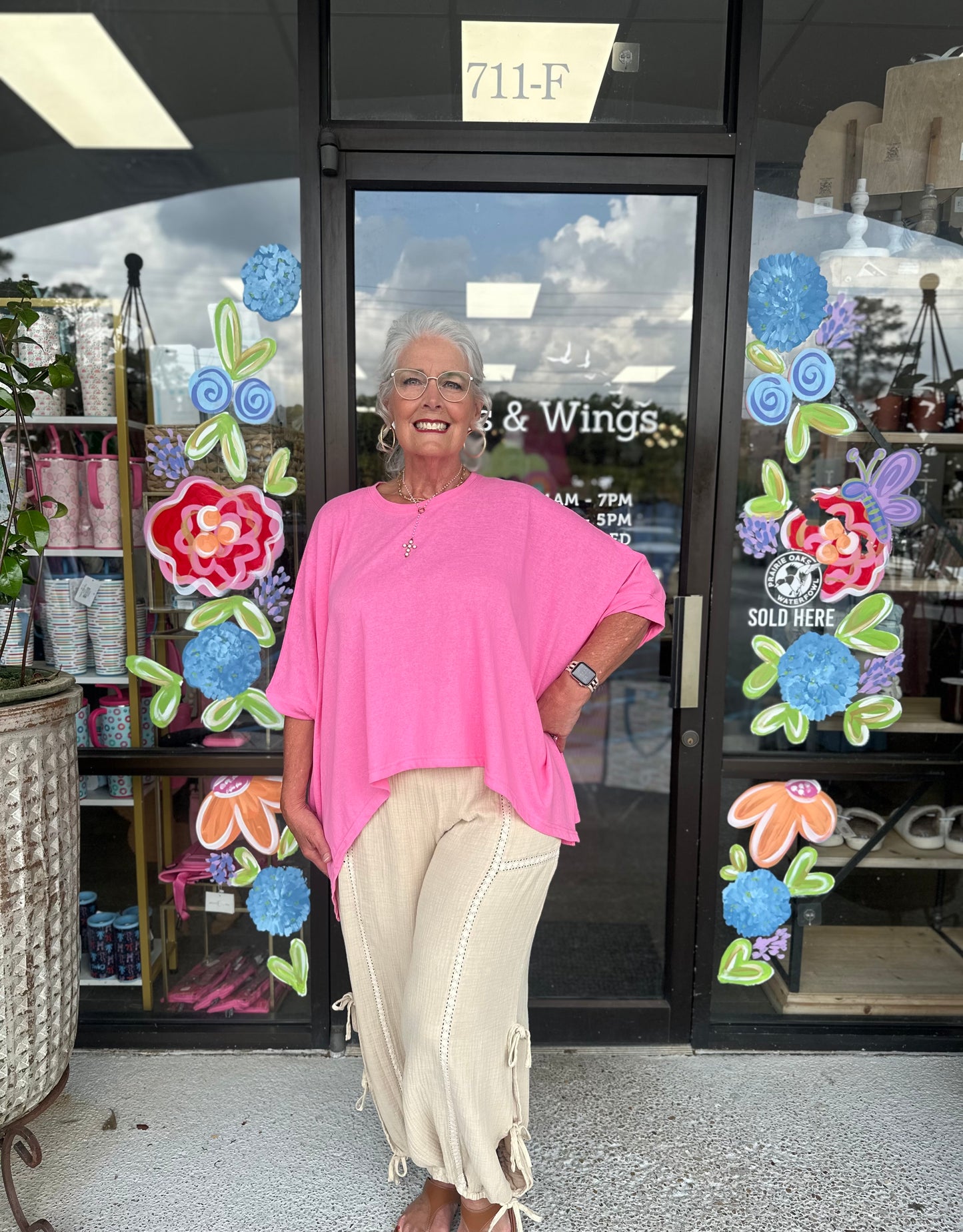 Oversize Dolman Sleeve Top-Azalea Pink