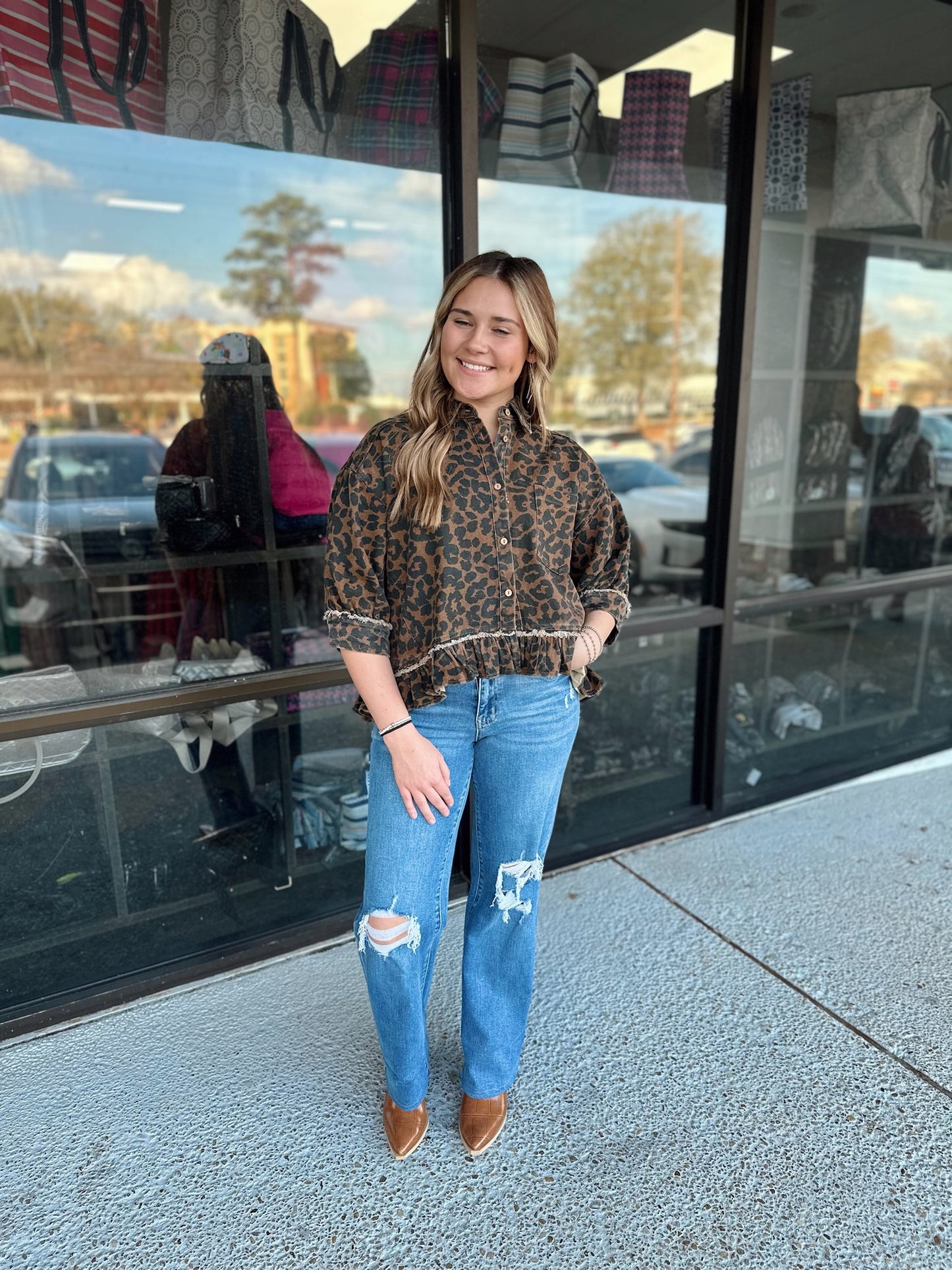 Leopard Getaway Top