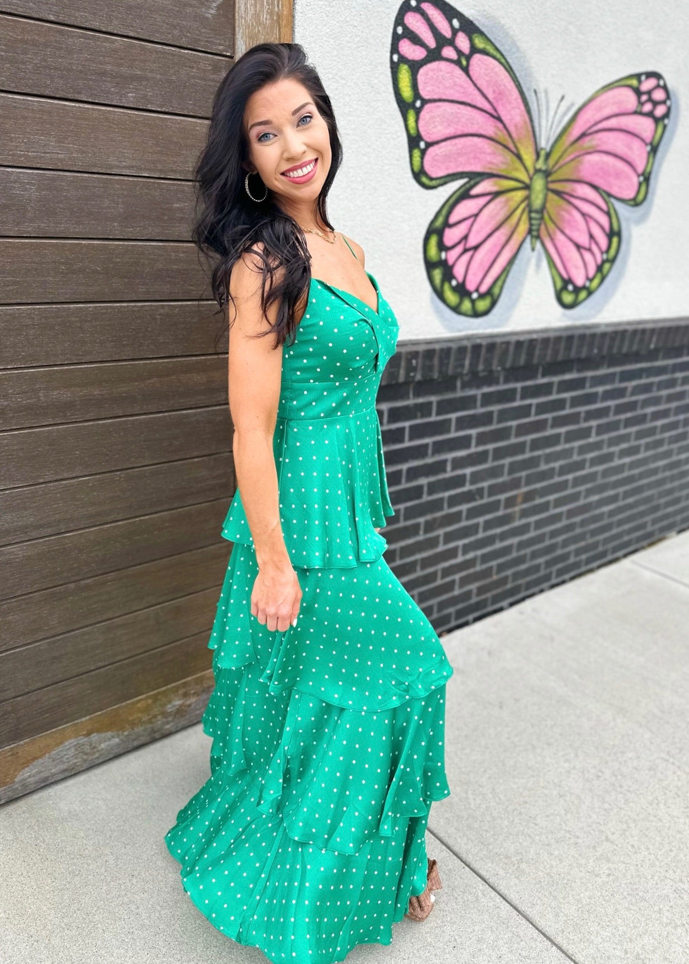 See You Smile Ruffle Midi - green mix