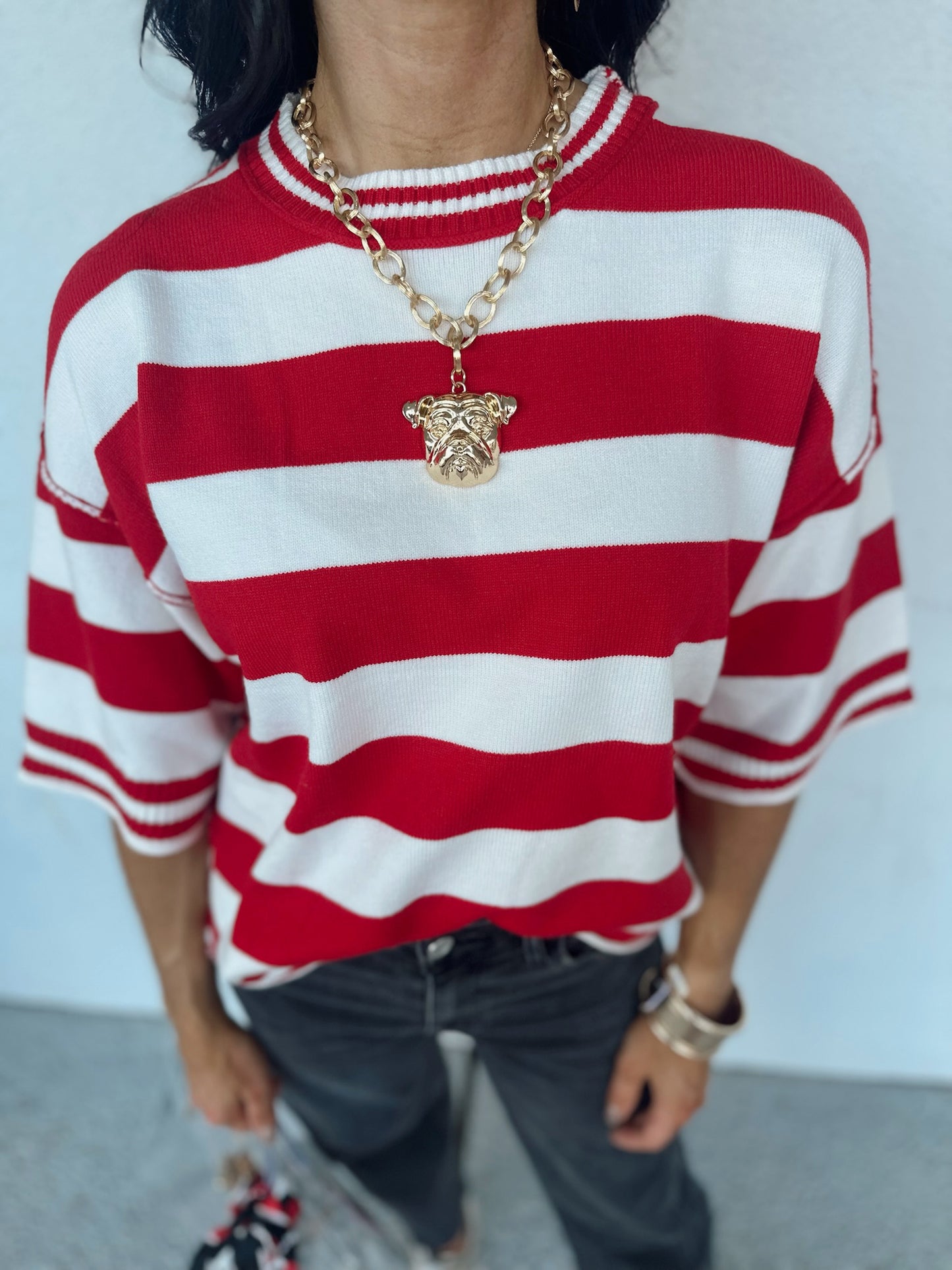 Gameday stripe cutie - red/white
