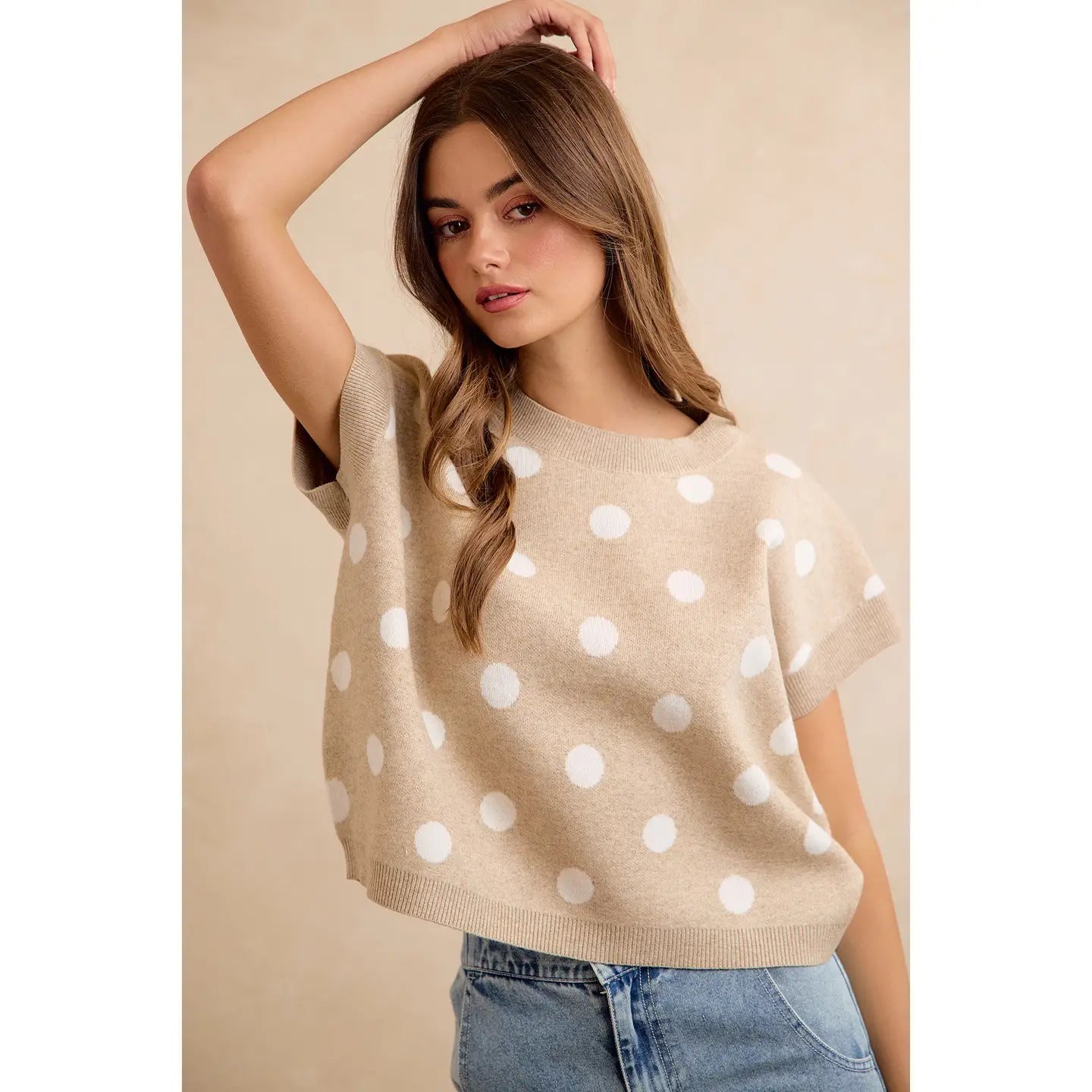 Polka Babe Top - beige/ivory