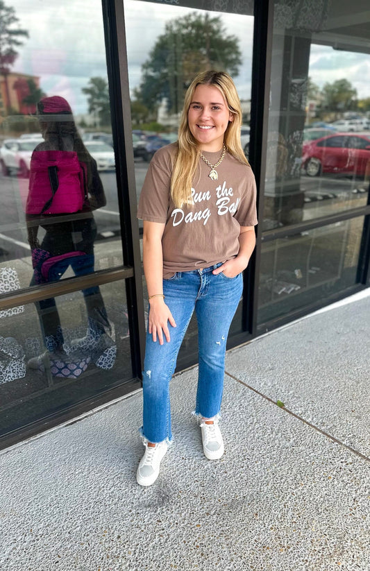 Run The Dang Ball Tee-Brown
