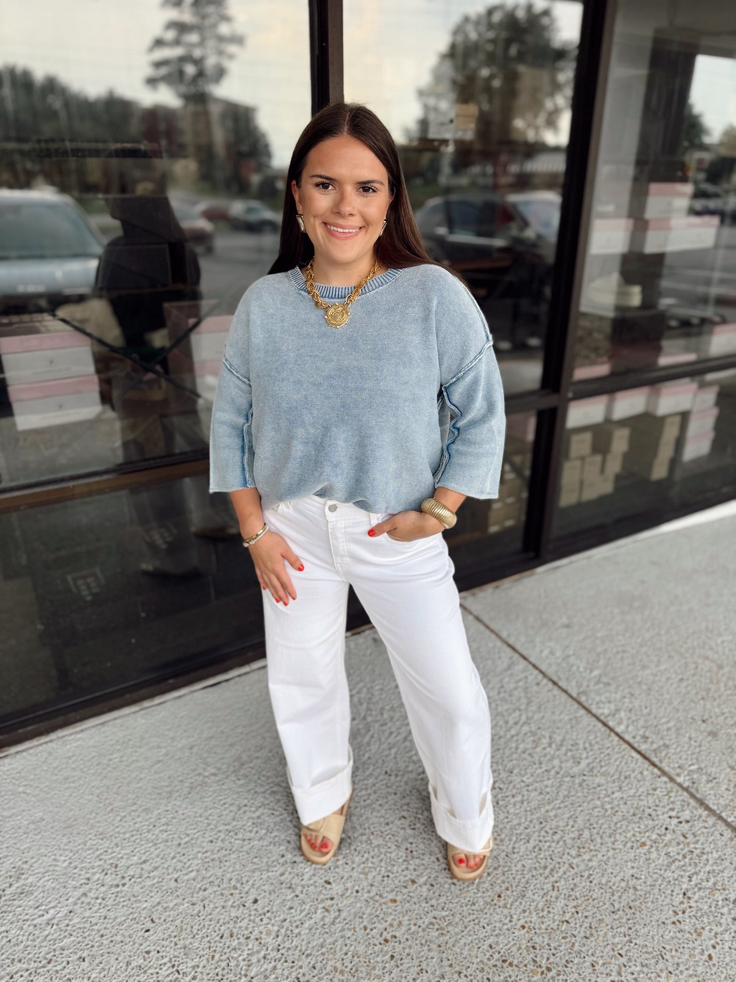 Gorgie Top - dusty blue