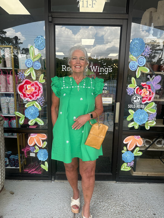 Millie Elegant Mini Dress-Kelly Green
