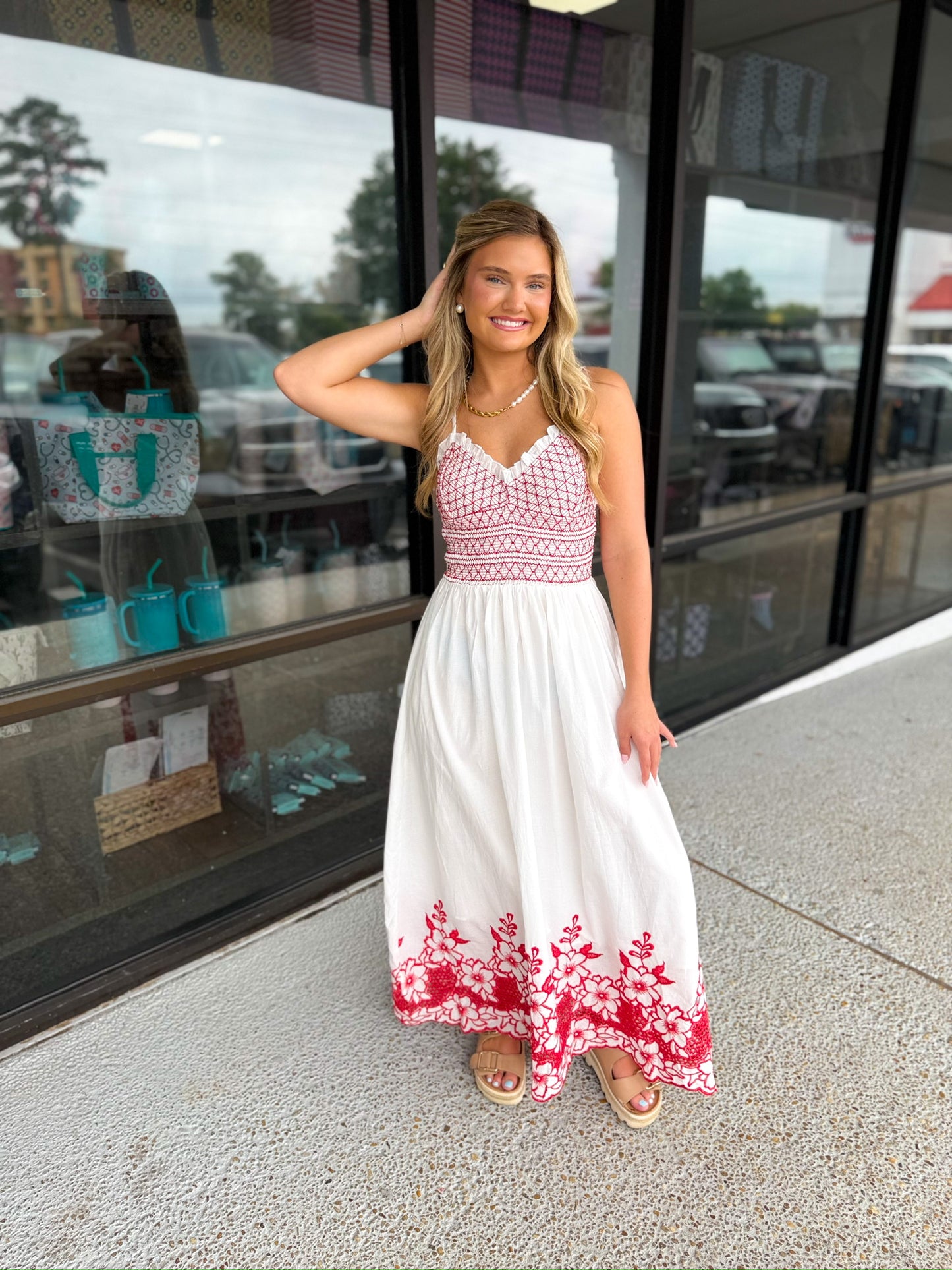 Main Character Midi Dress - Red Mix