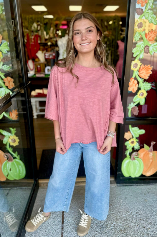 Slouchy Tee - dusty mauve