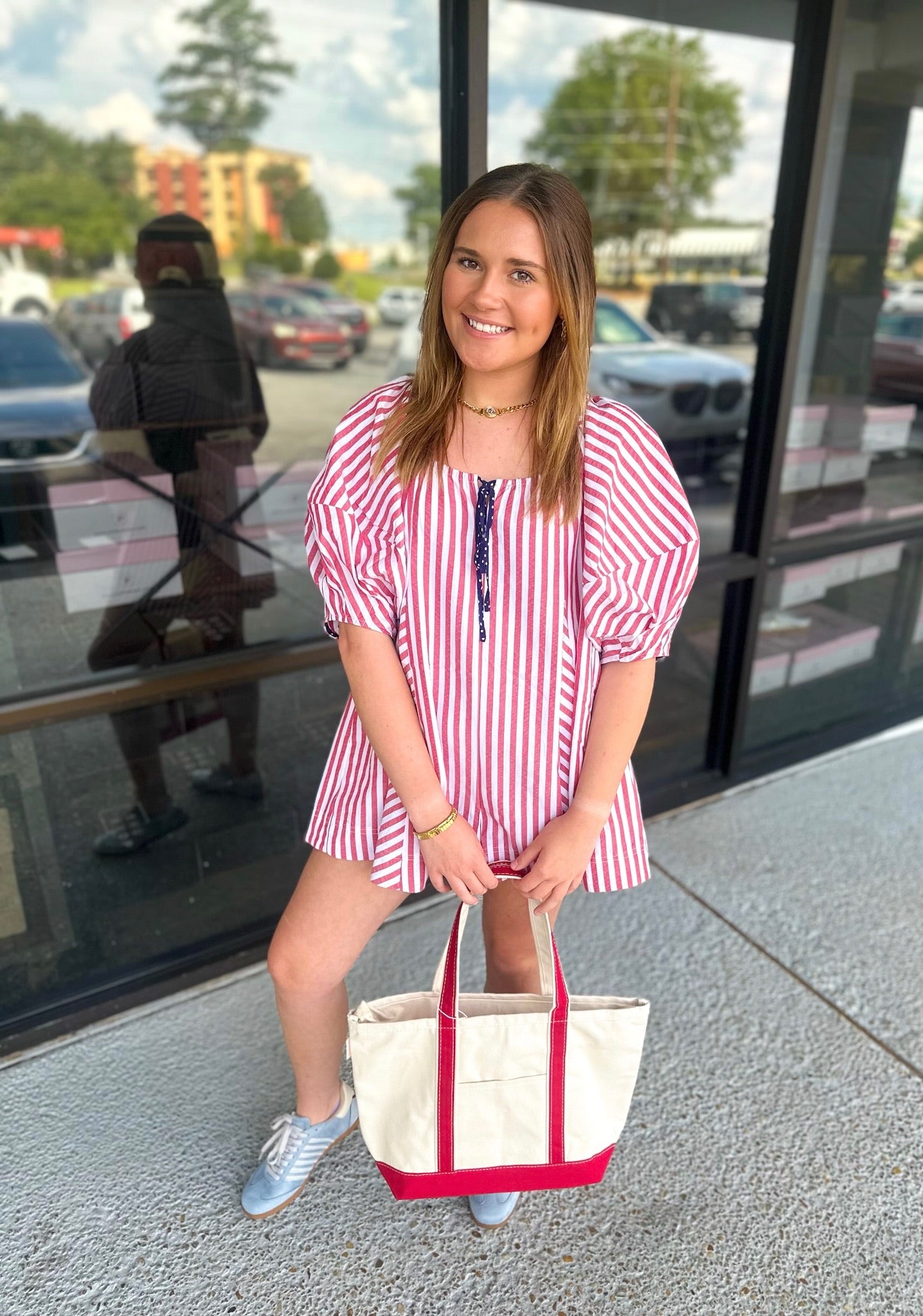 America Please Romper - red