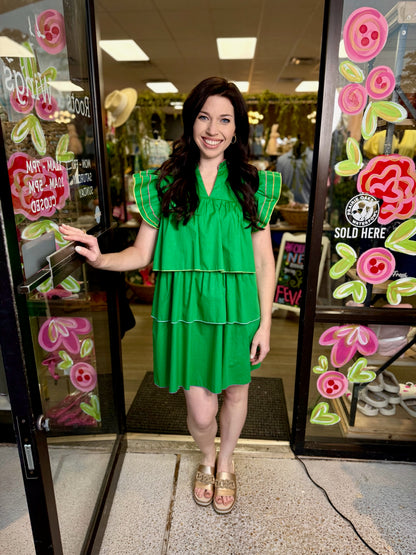 Tiered Color Me Crazy Dress - Green Multi