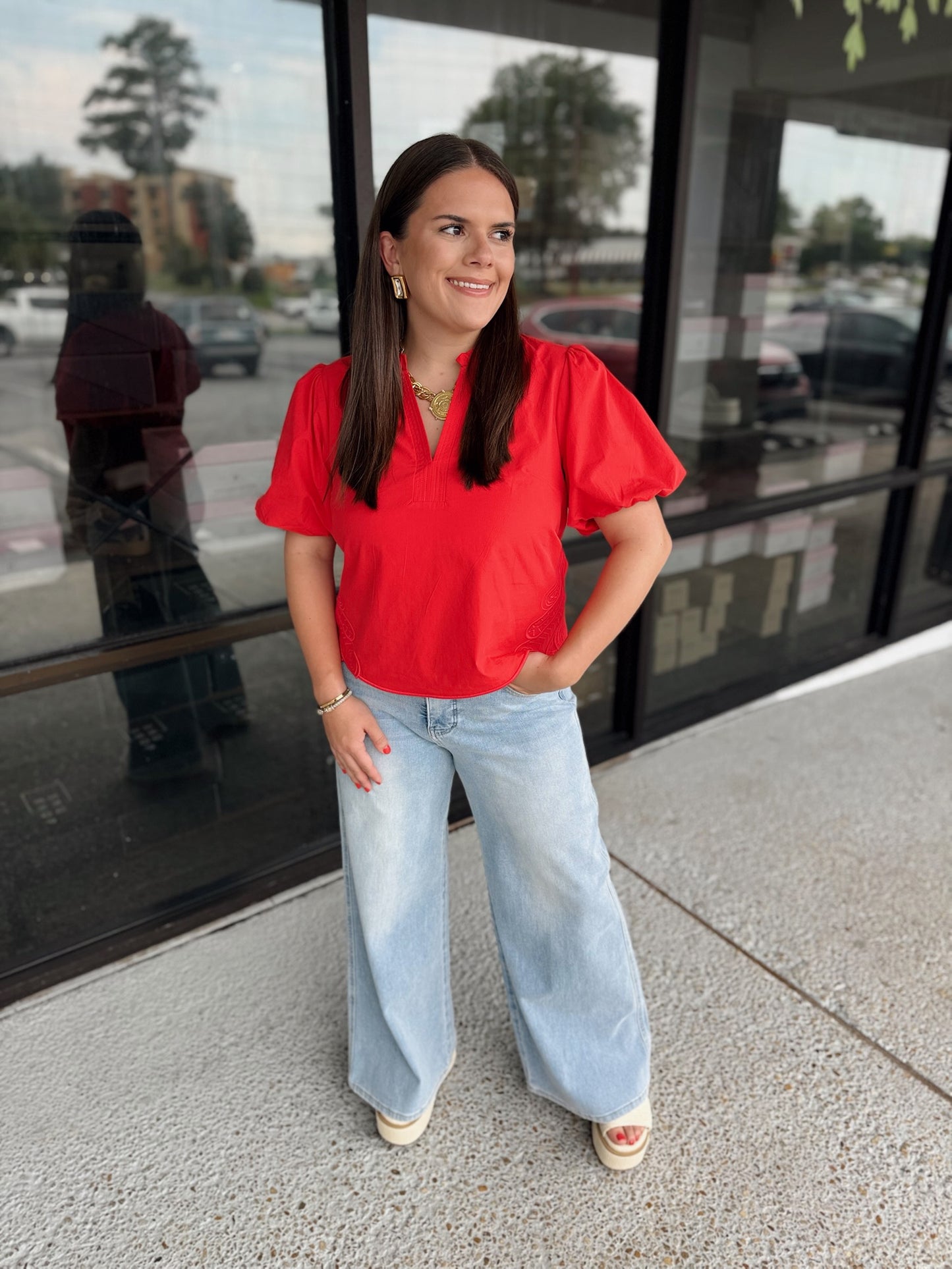 Ruffled Babe Top - chili pepper