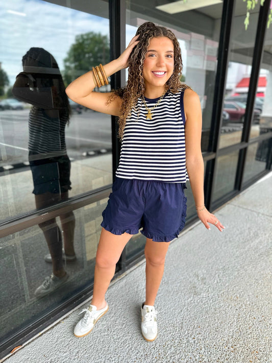 Marley Stripe Top - Navy