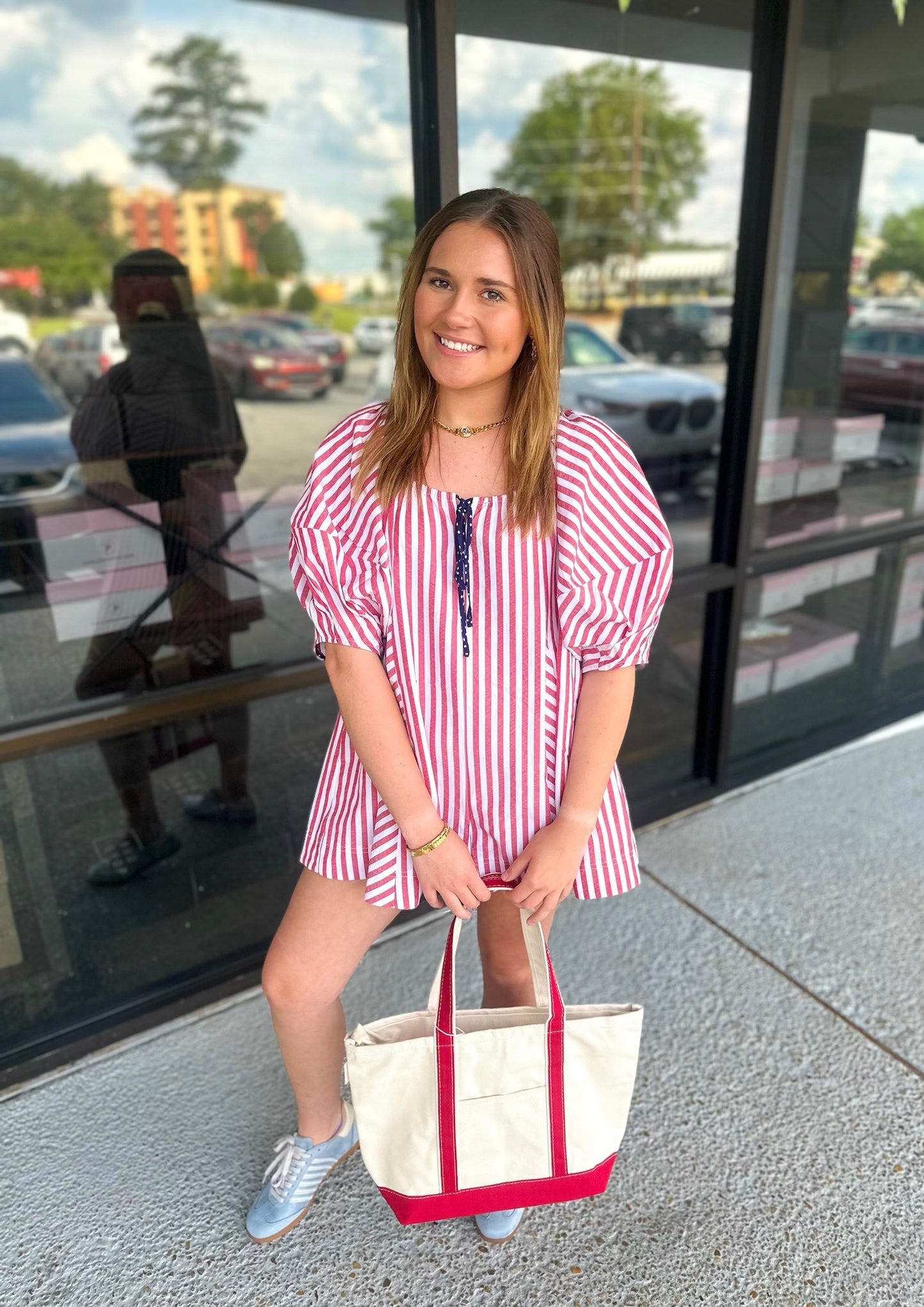 America Please Romper - red