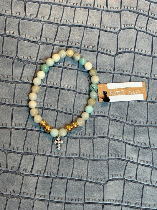 Amazonite Cross Bracelet