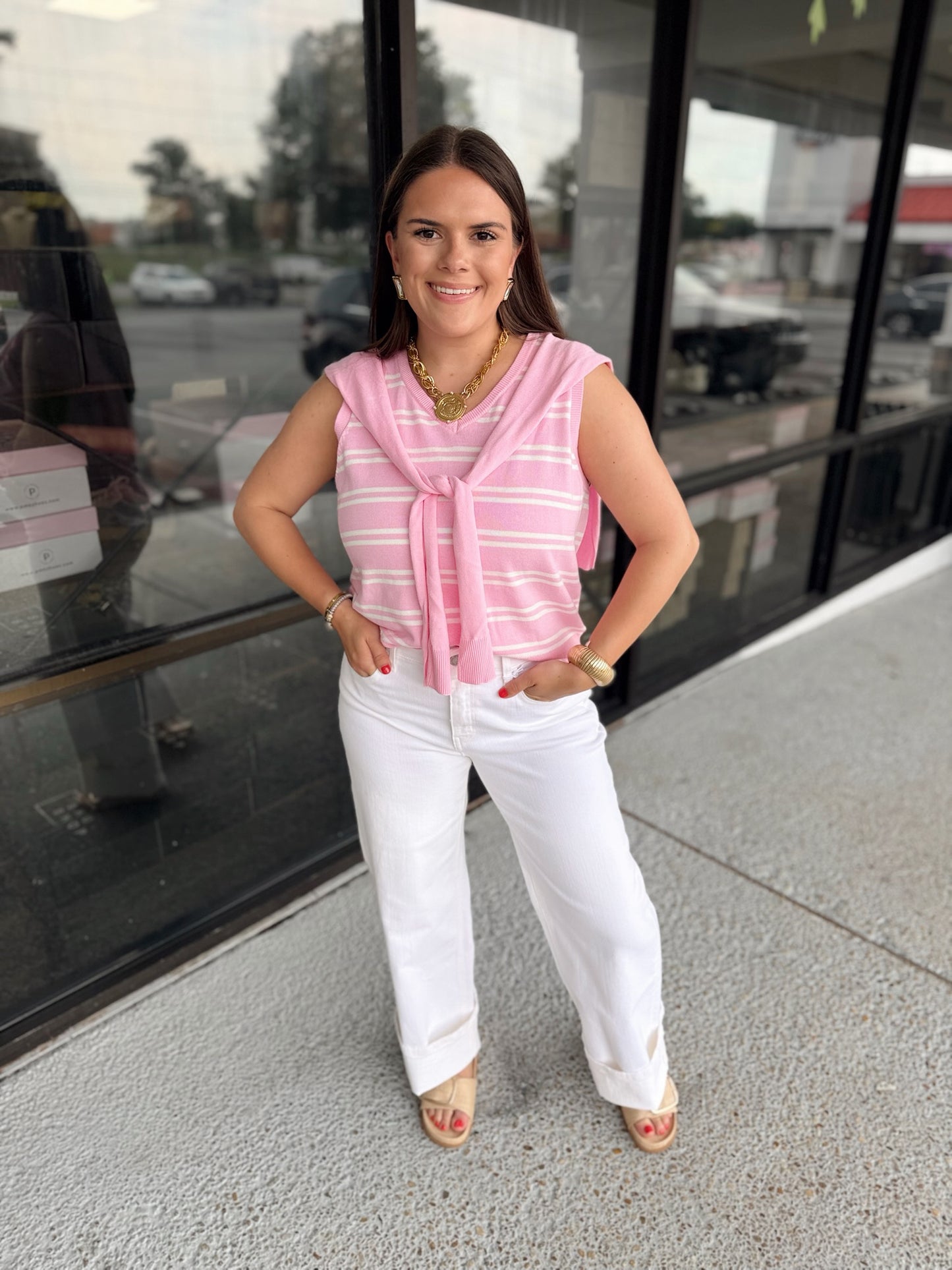 Tied Together Top - pink combo