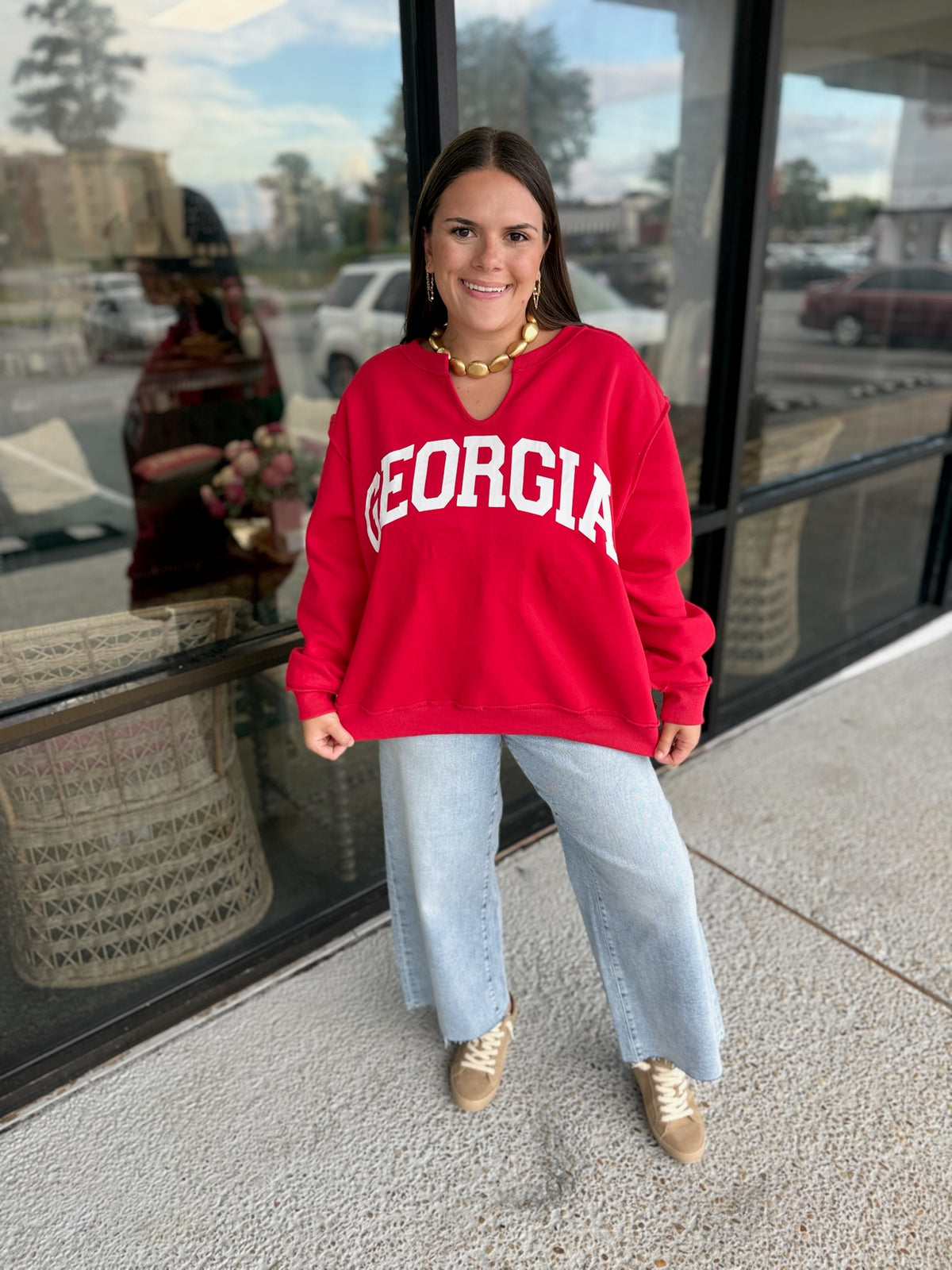 Georgia V neck - red