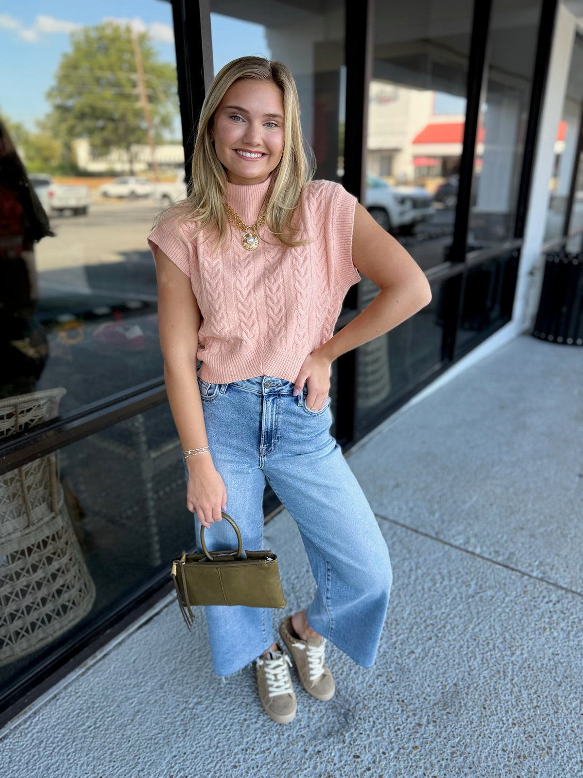 Textured Girly Top - Apricot