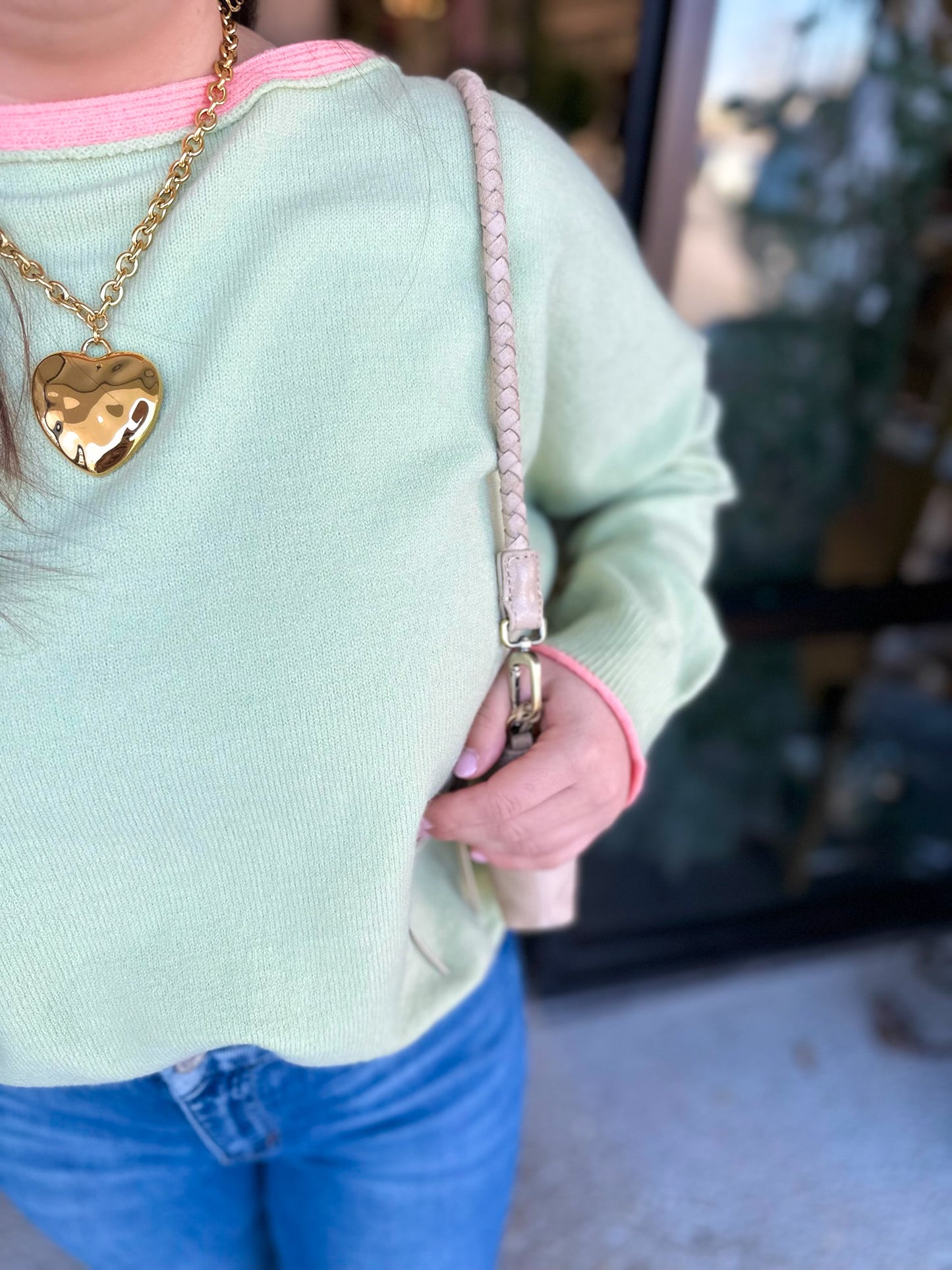 Double Contrast Babe Top - Matcha/melon