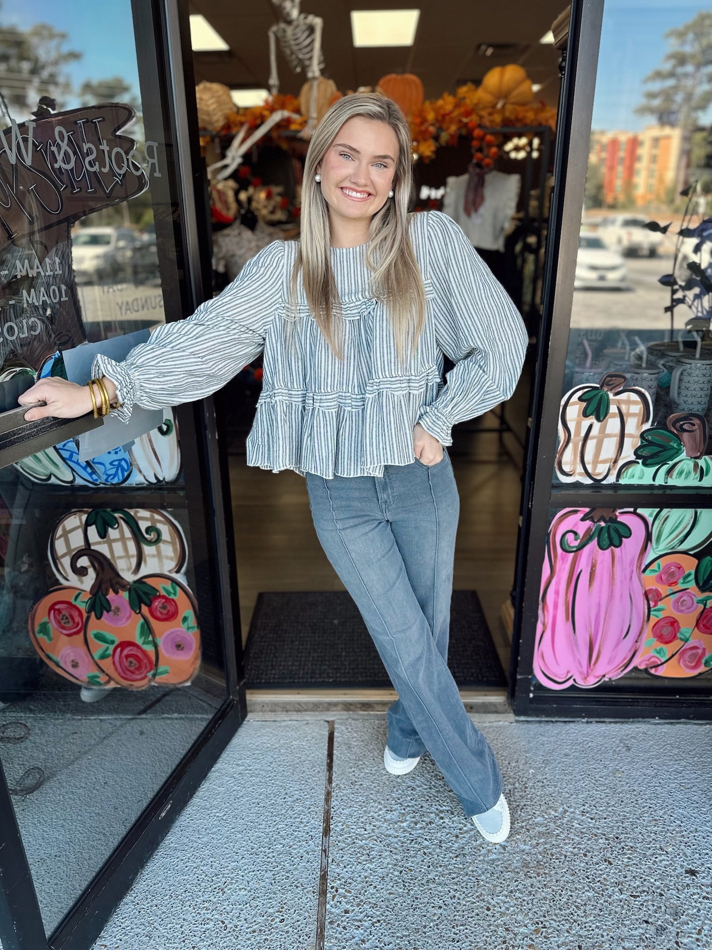 Olivia Striped Top-Black