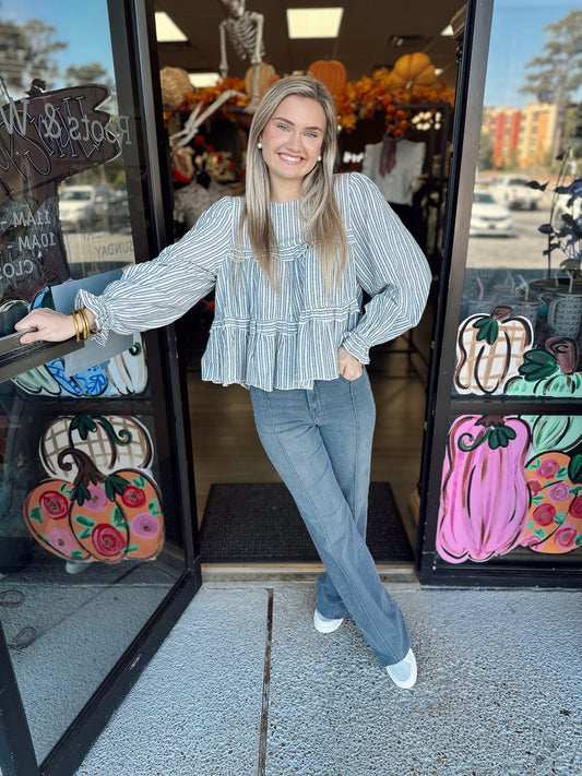 Olivia Striped Top-Black