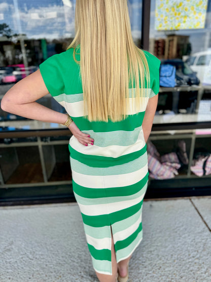 Striped Skirt Set-Kelly Green