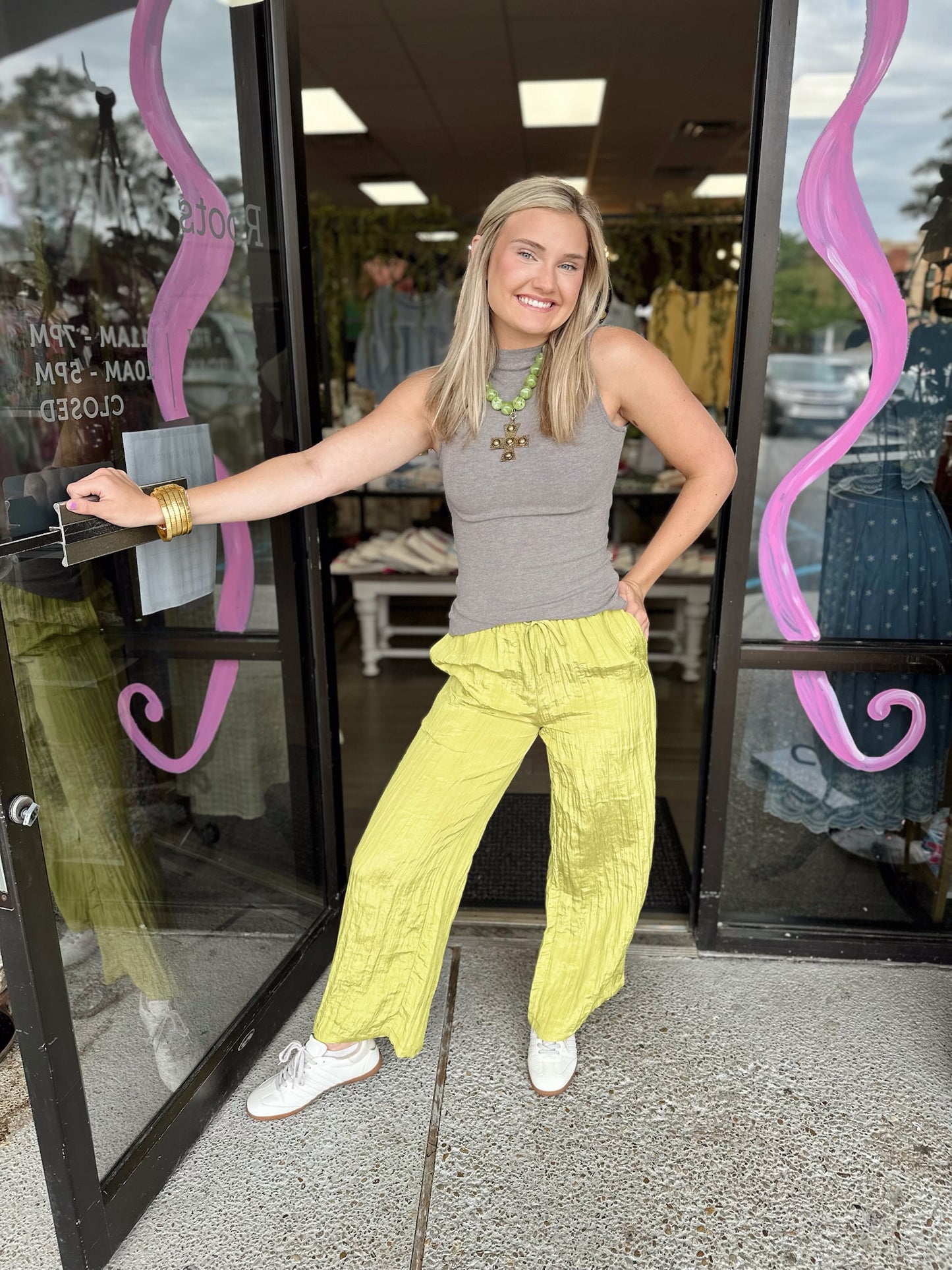 Satin Dreams Pants - Lemon Grass