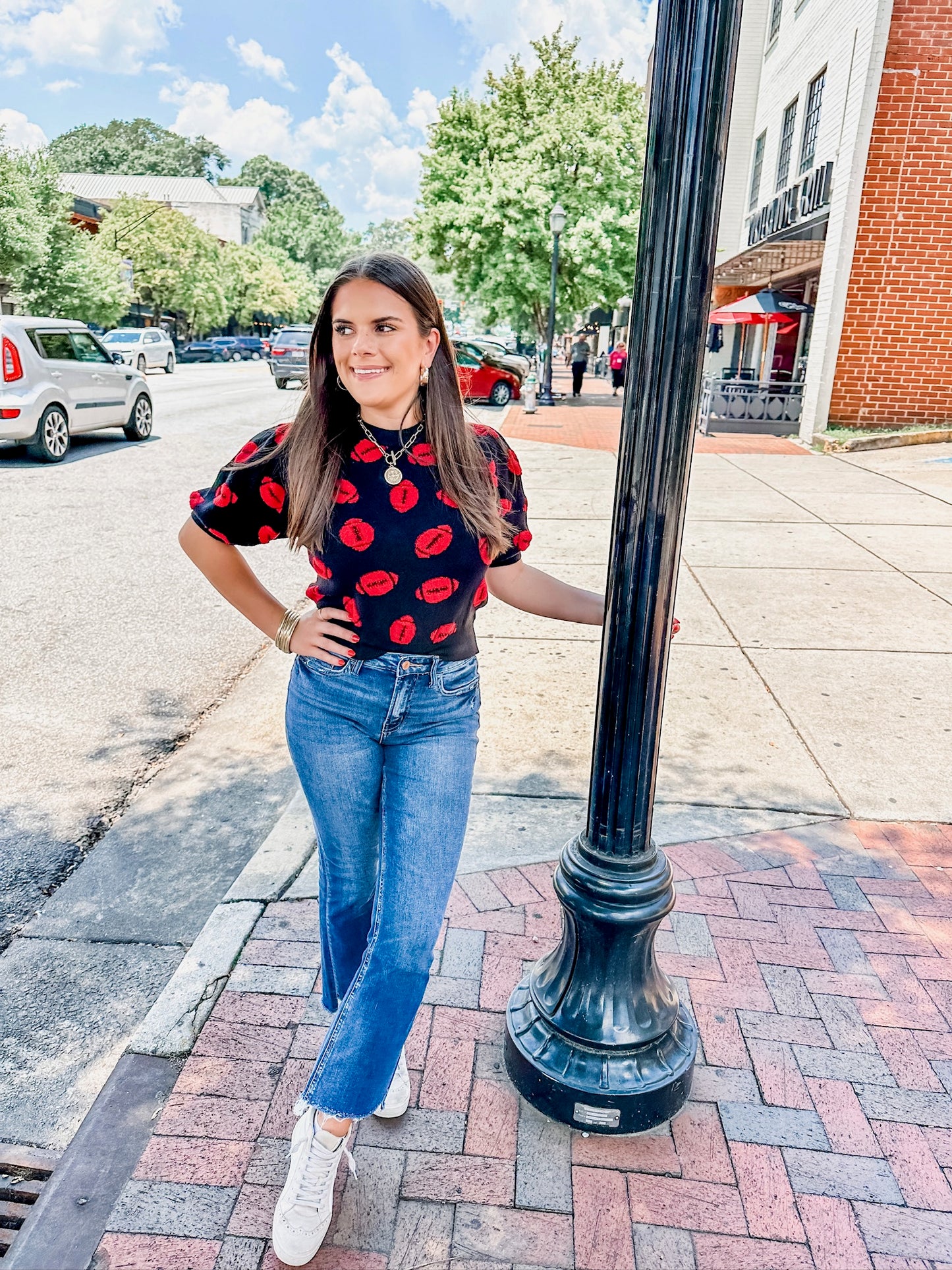 Hello Football Top - Black/Red