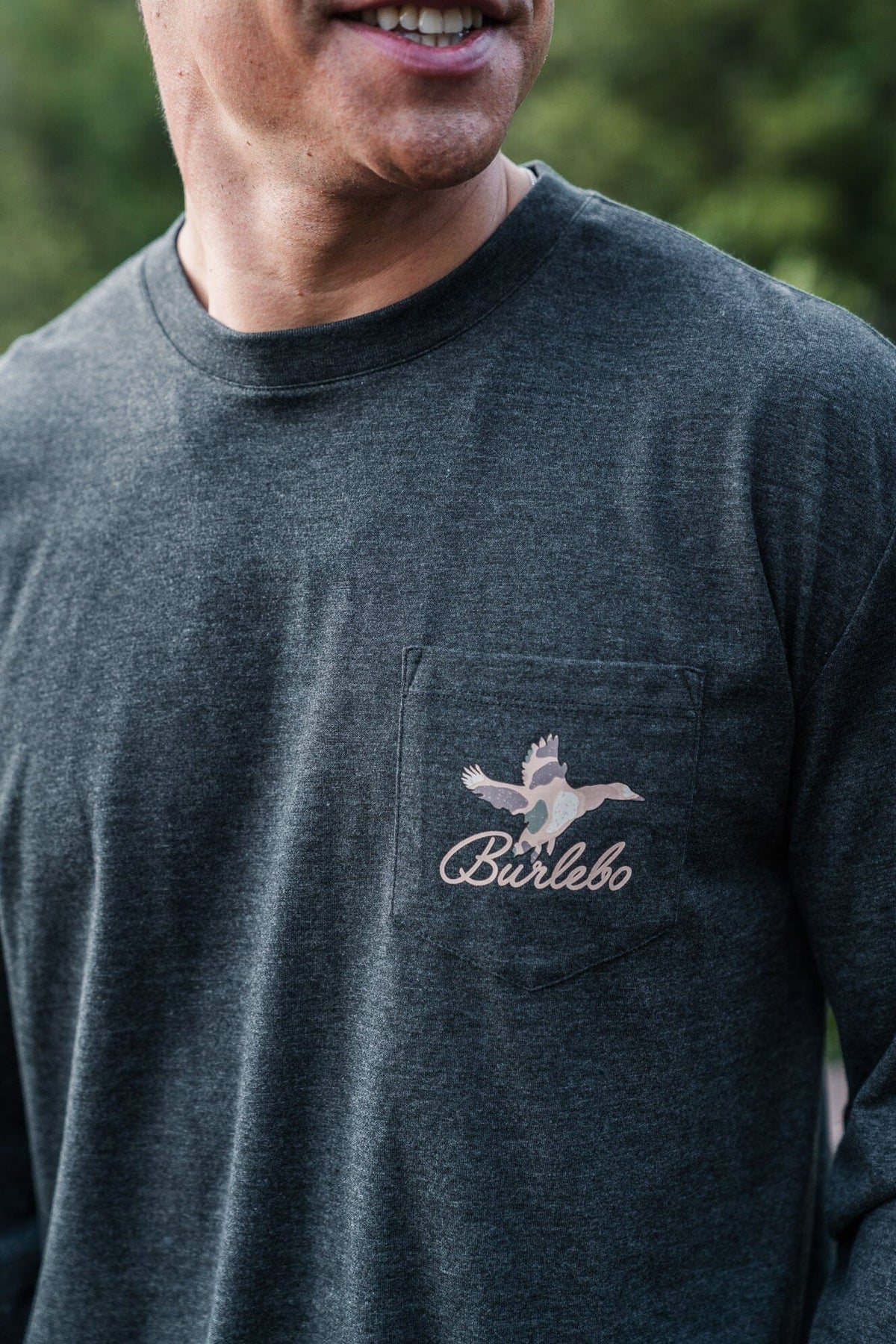 Ducks Flying In LS Tee - Heather Black