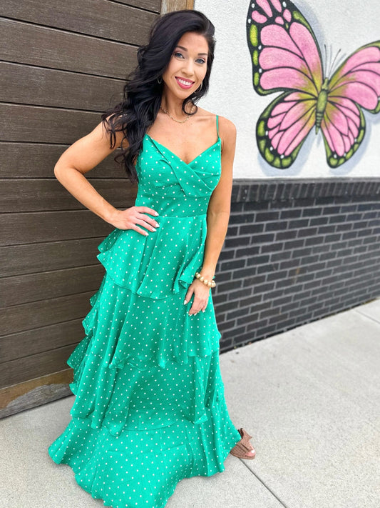 See You Smile Ruffle Midi - green mix