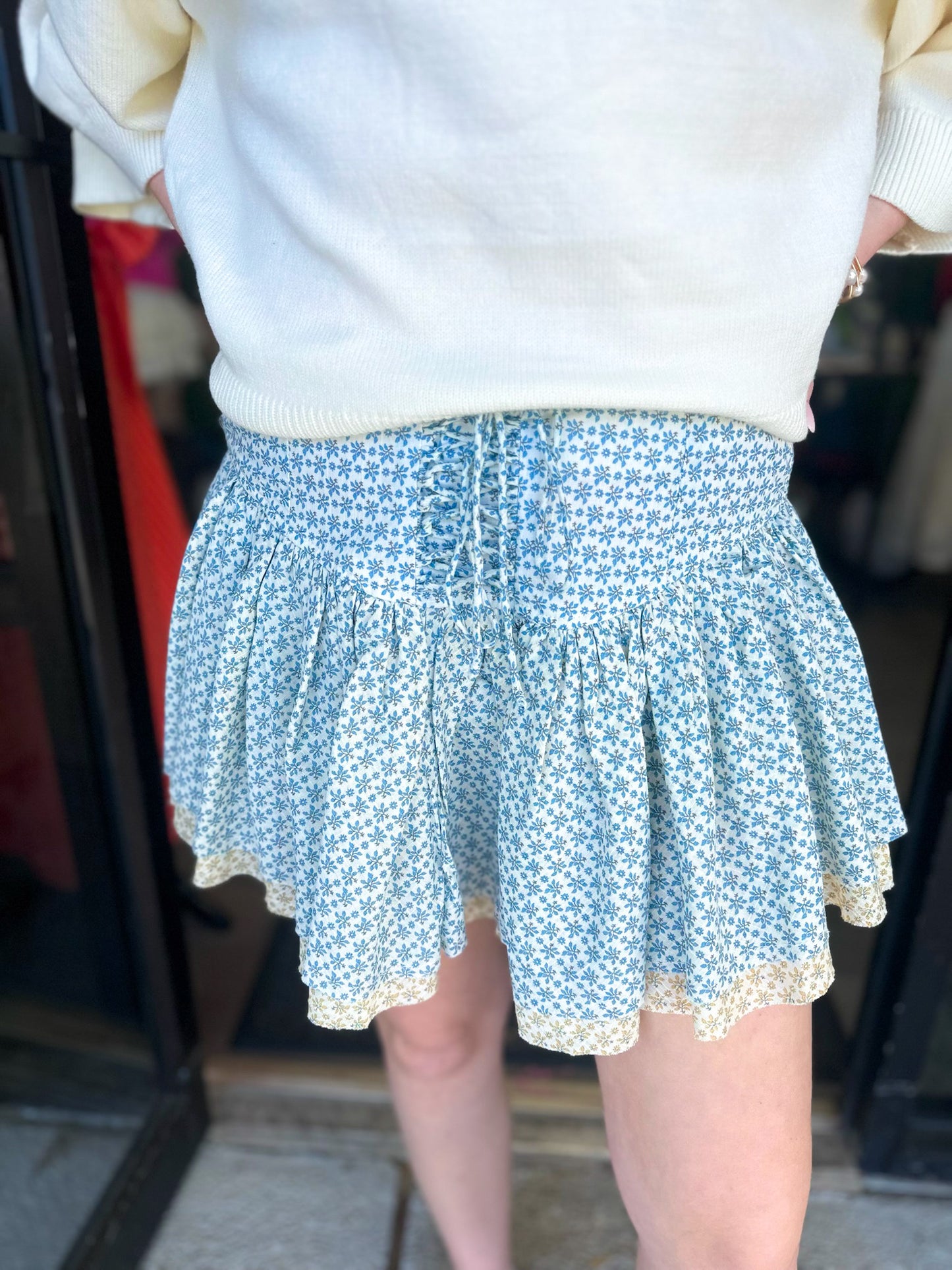Get Laced Up Skirt - clear blue