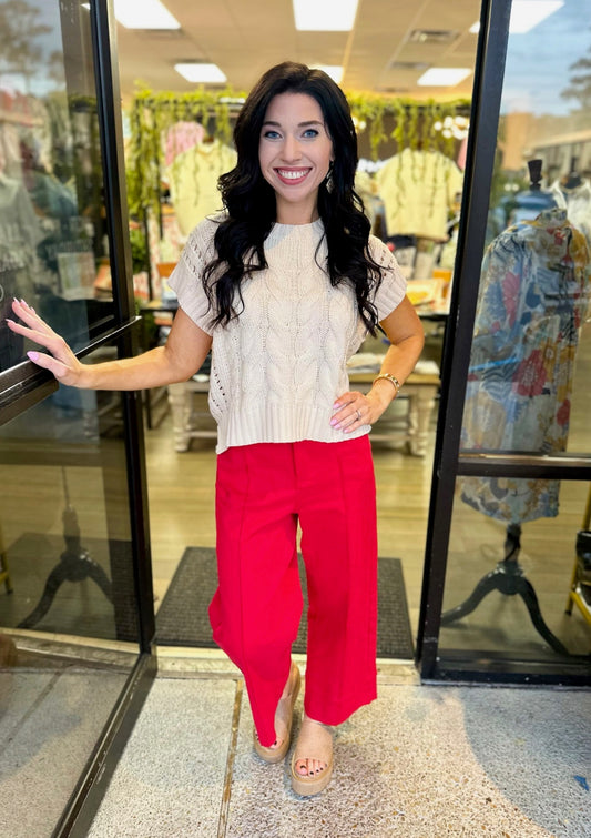 Cable Knit Top - oatmeal