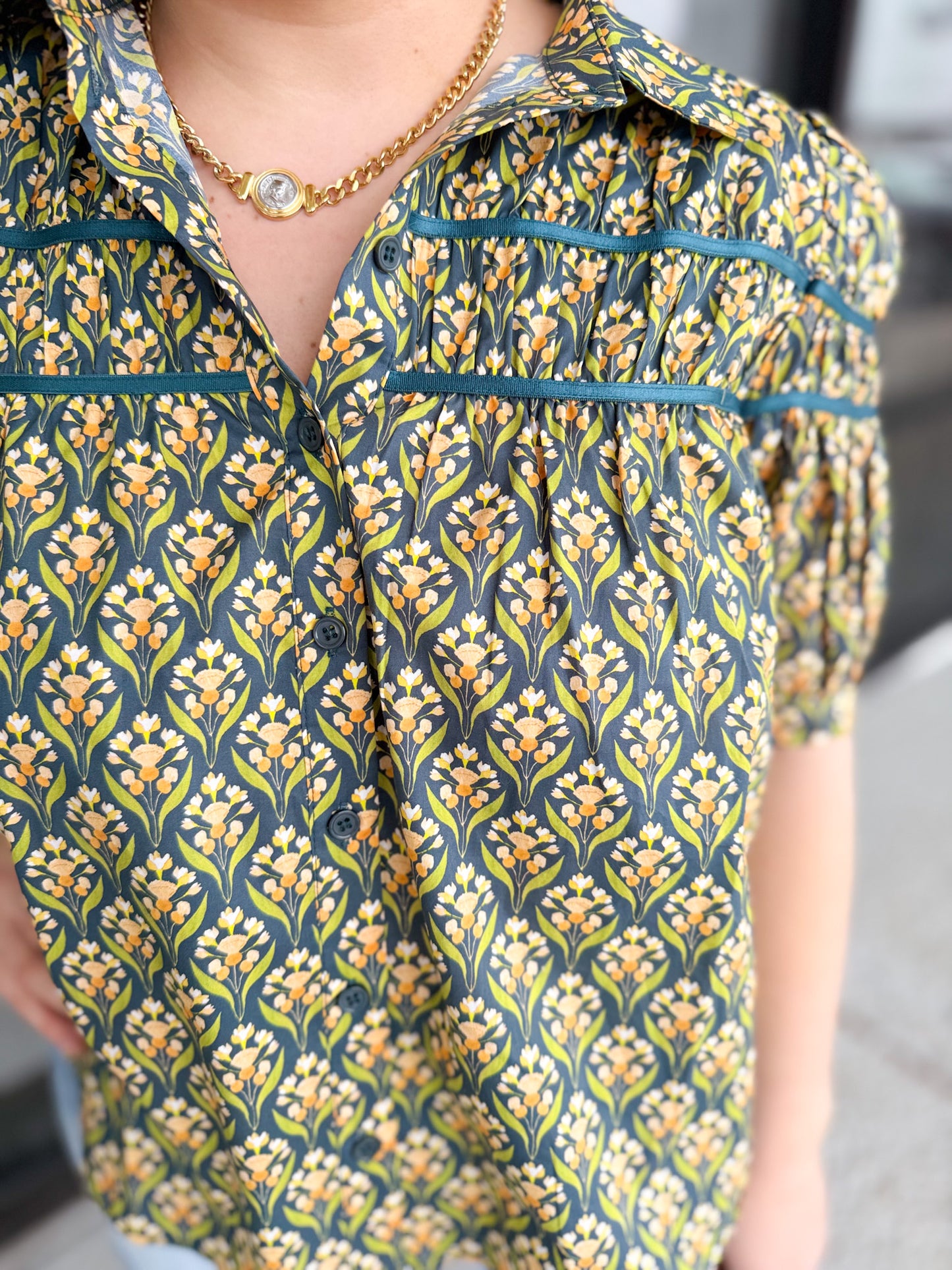 Fly Away Top - Teal Green Multi