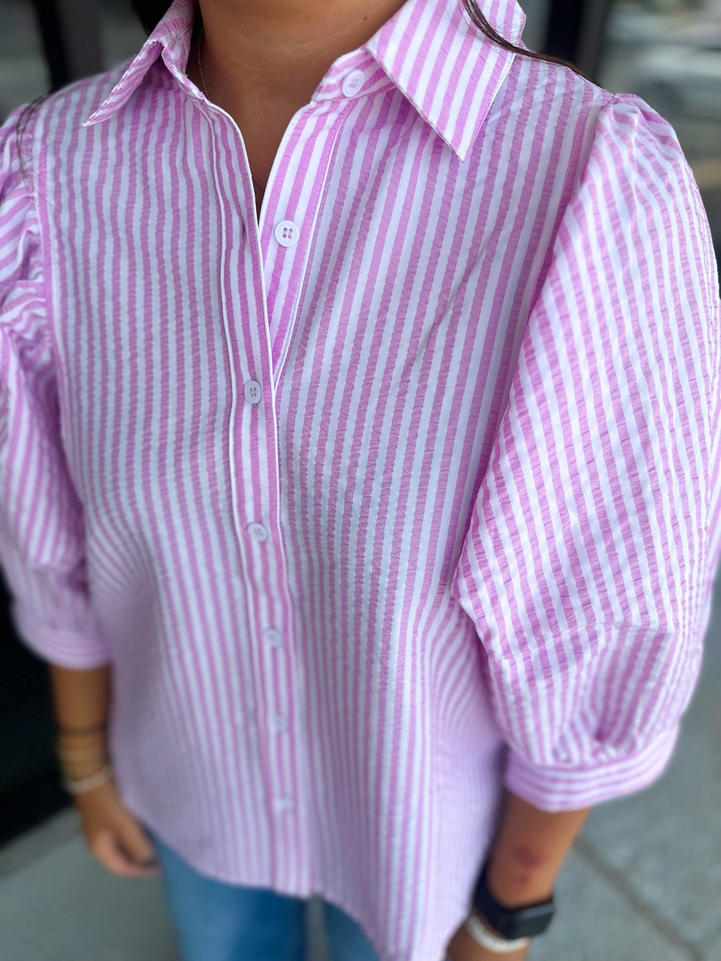 Jo Jo Top- pink stripe
