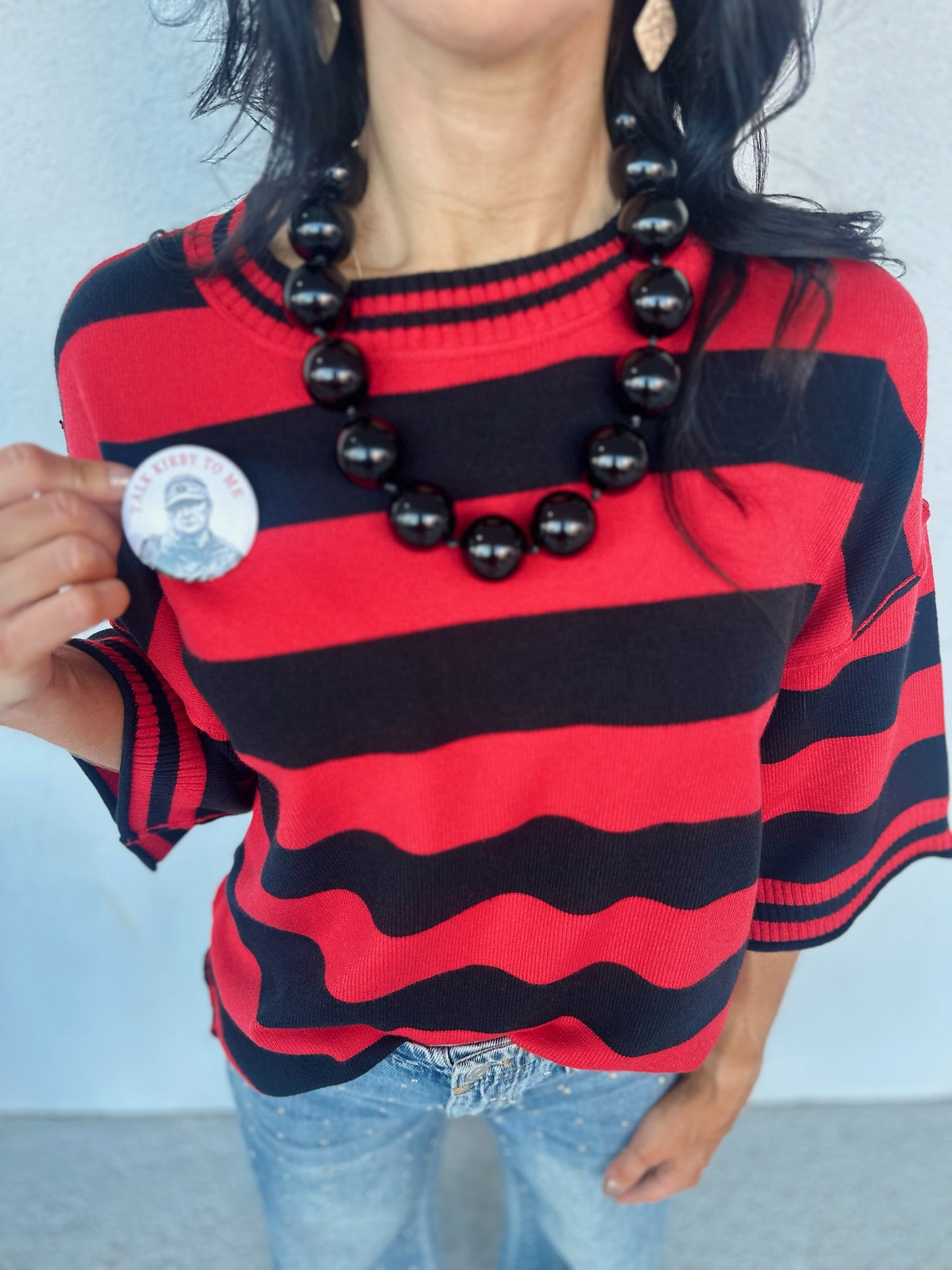 Gameday stripe cutie - red/black