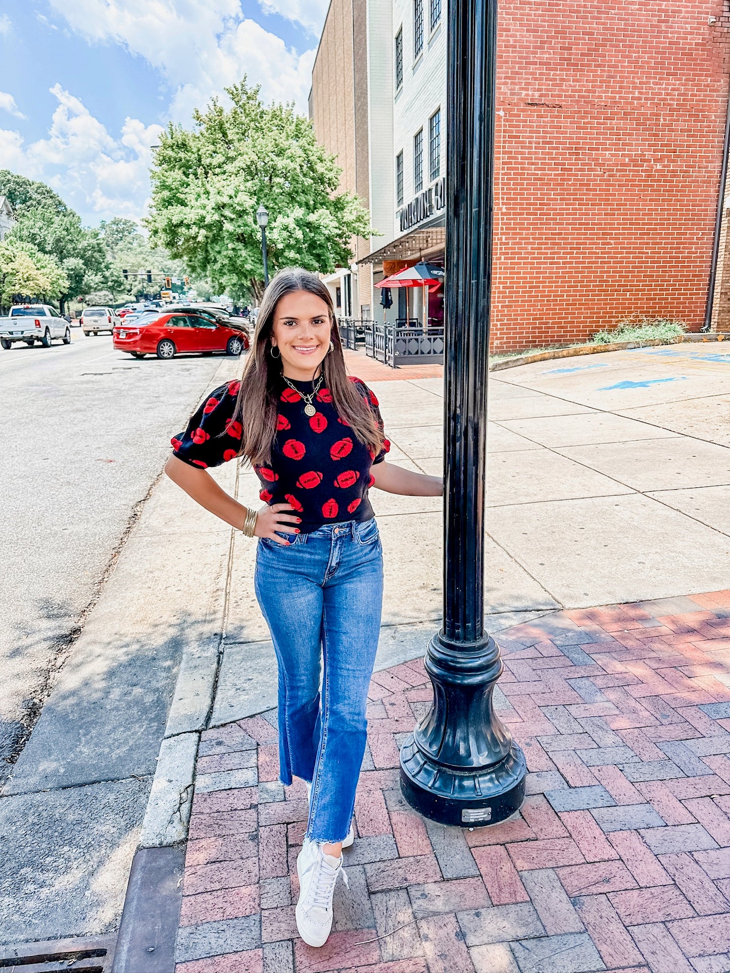 Hello Football Top - Black/Red