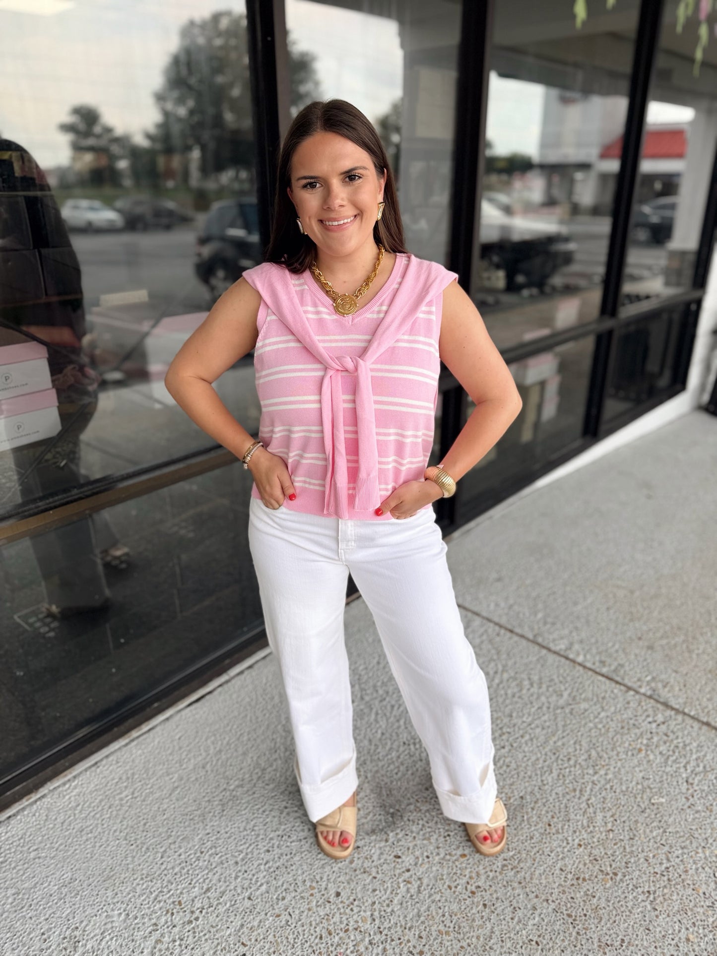 Tied Together Top - pink combo