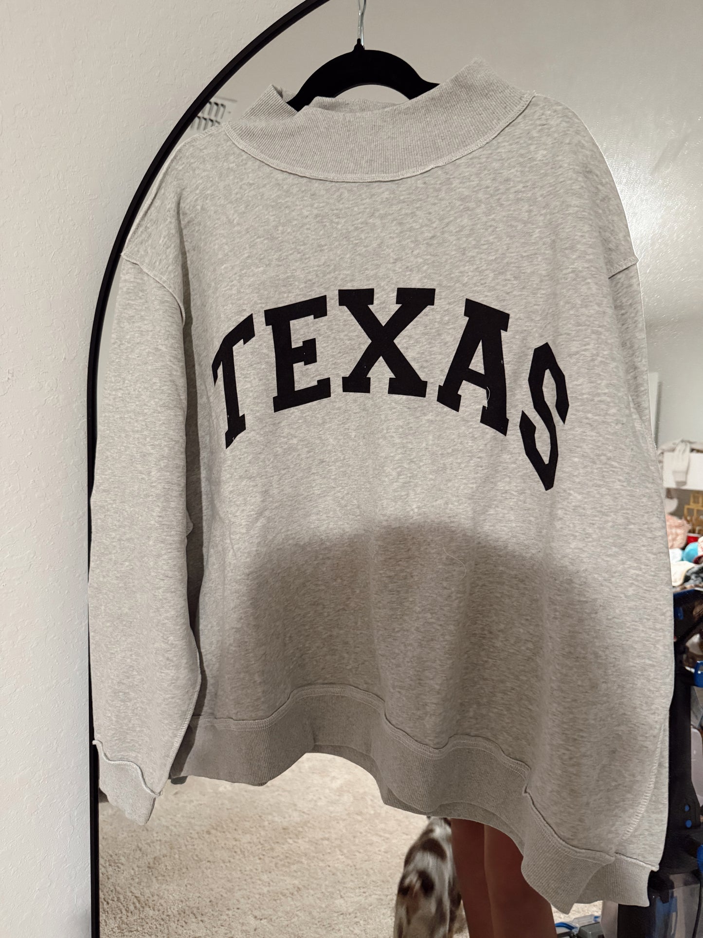 TEXAS/TX Reversible Mockneck-Heather Grey